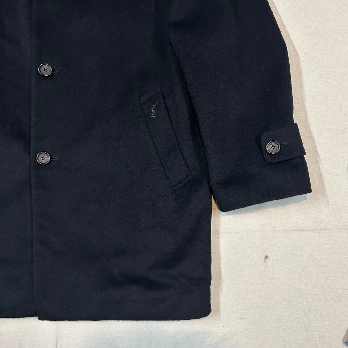 L) YSL 입생로랑 울 미디움 코트 자켓 블랙 상품이미지3