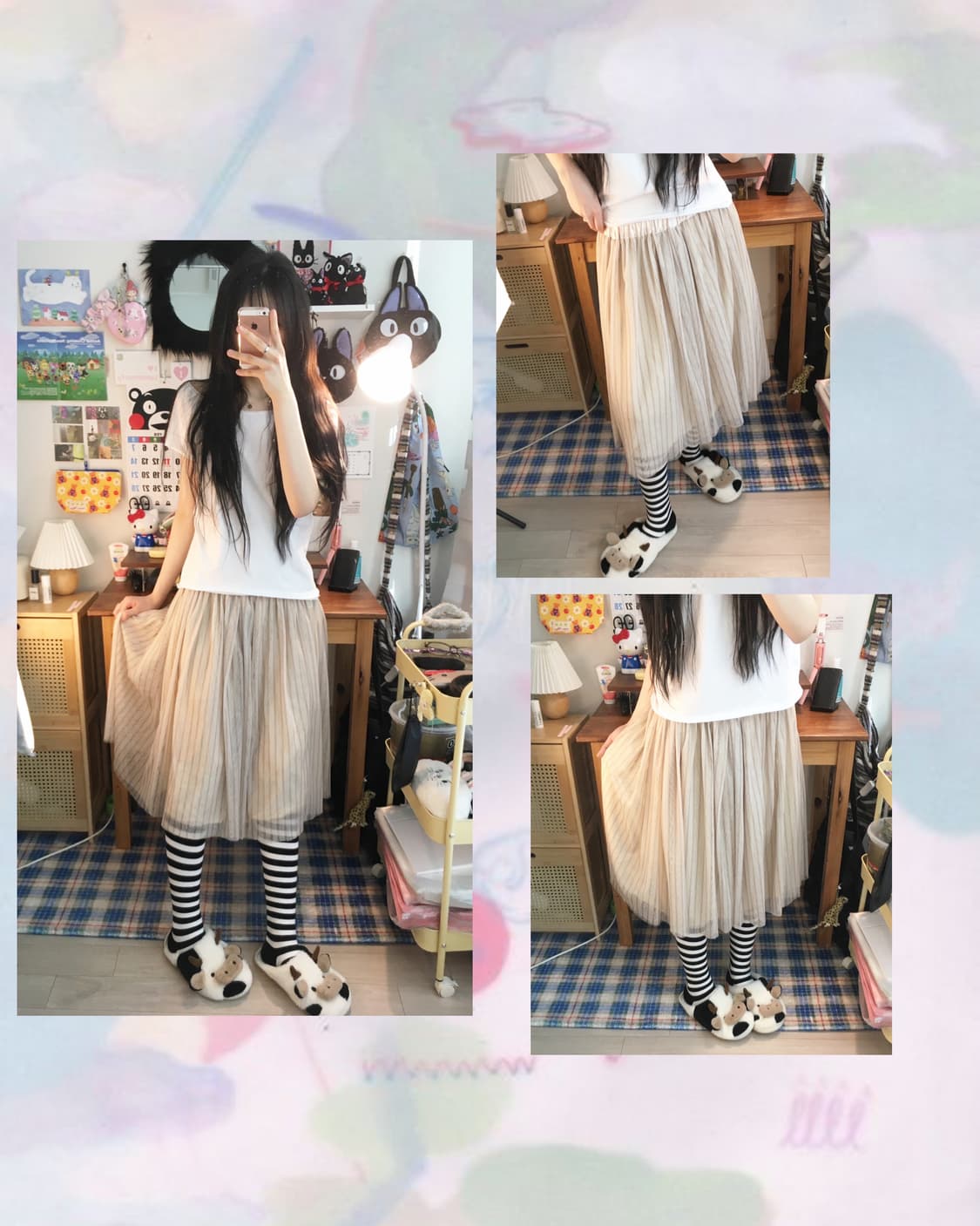 vintage tulle skirt begie 상품이미지1