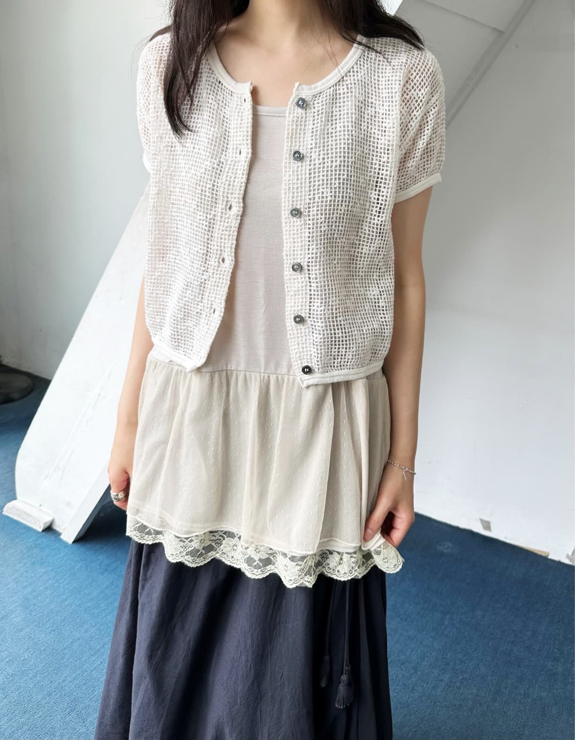 Loose gauge knit fabric cardigan top 상품이미지6
