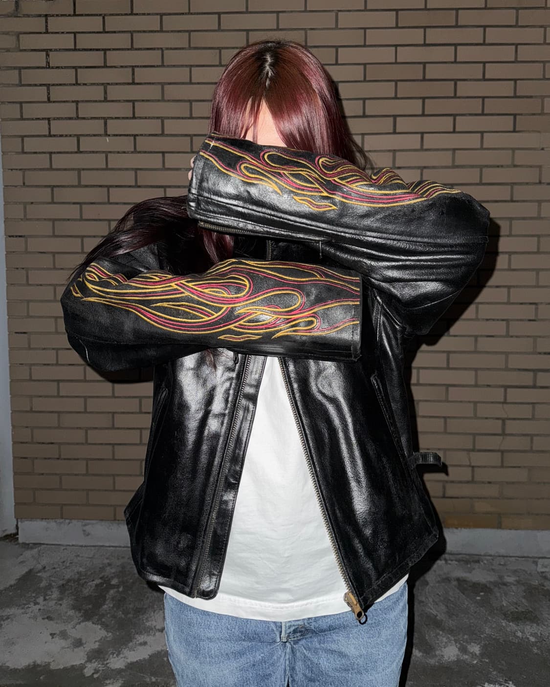 90s 할리 데이비슨 플레임 가죽자켓 상품이미지1