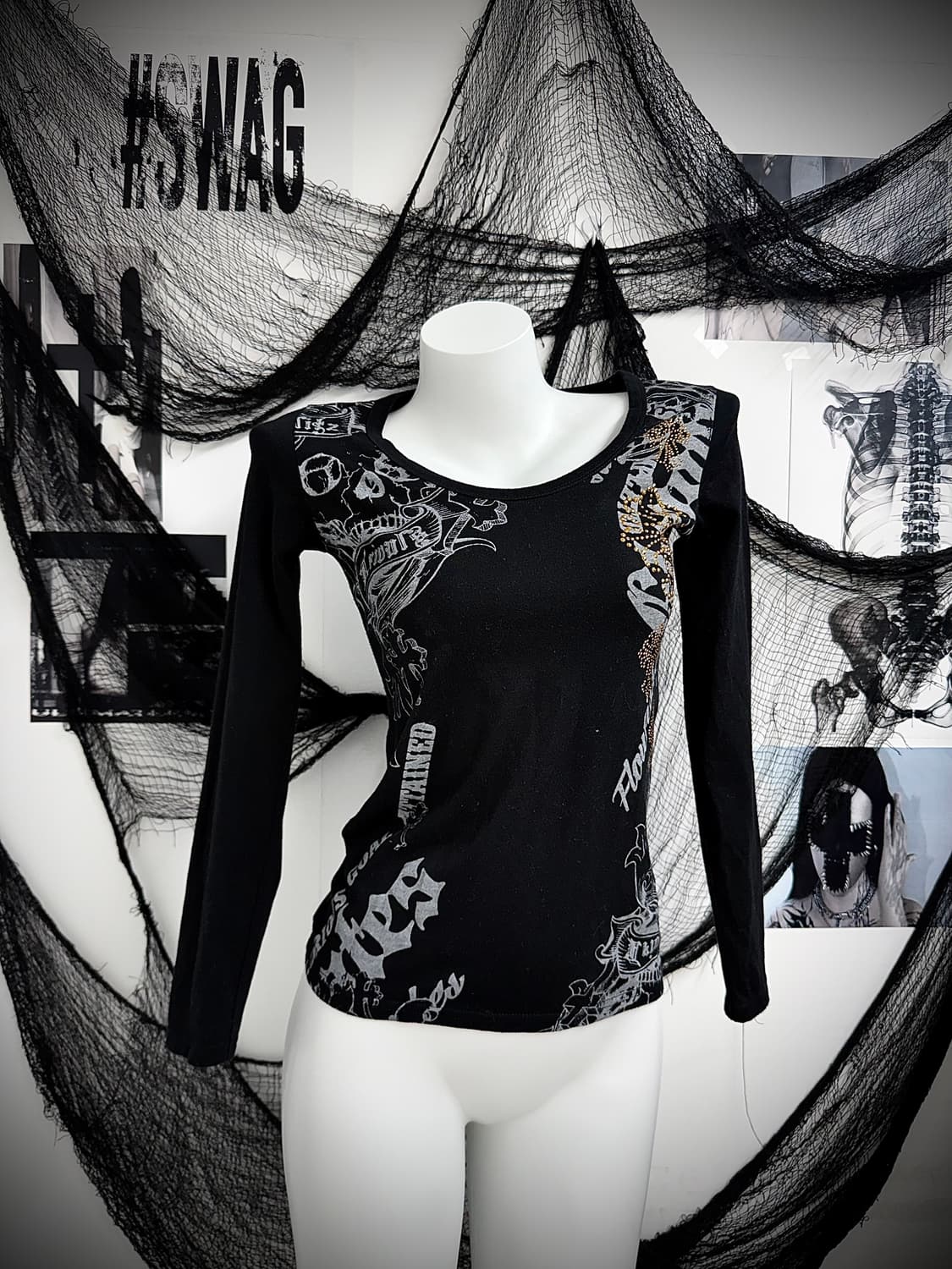 00s punk beads printing longsleeve 상품이미지2