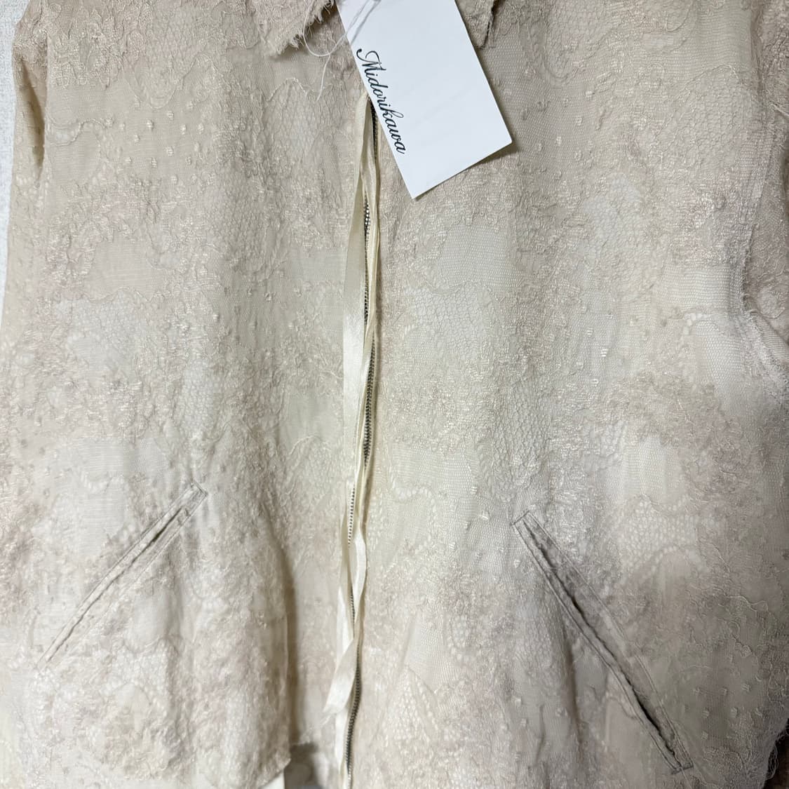 [S]미도리카와 22SS 컷오프 오간자 플라워 레이스 블루종 상품이미지8