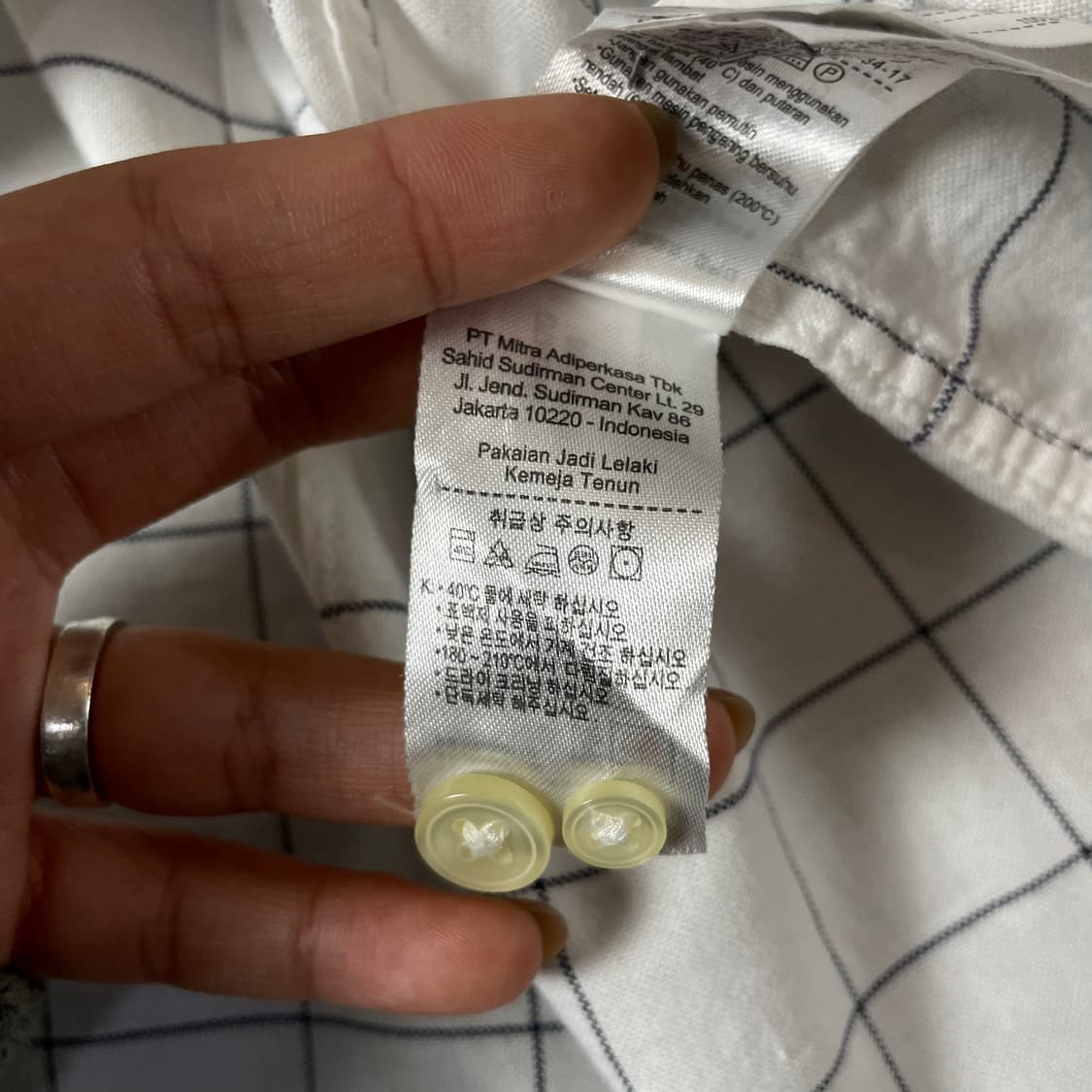 라코스테 화이트 깅엄체크 원포켓 긴팔 셔츠 슬림핏 M 상품이미지8