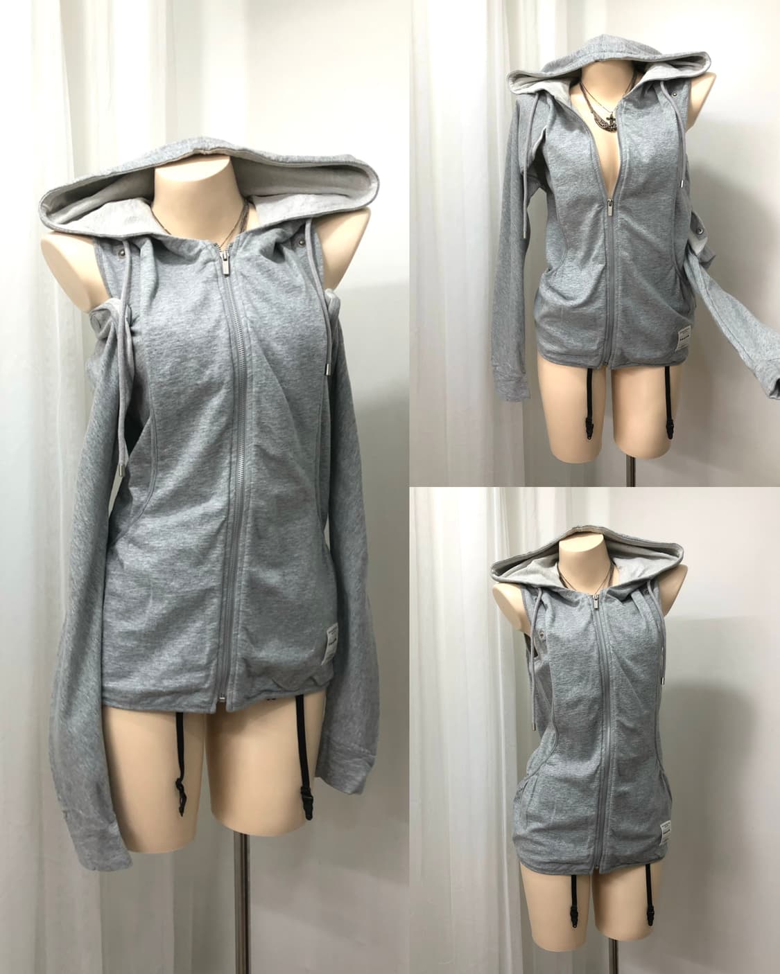 y2k detachable gray hood zip up 상품이미지1