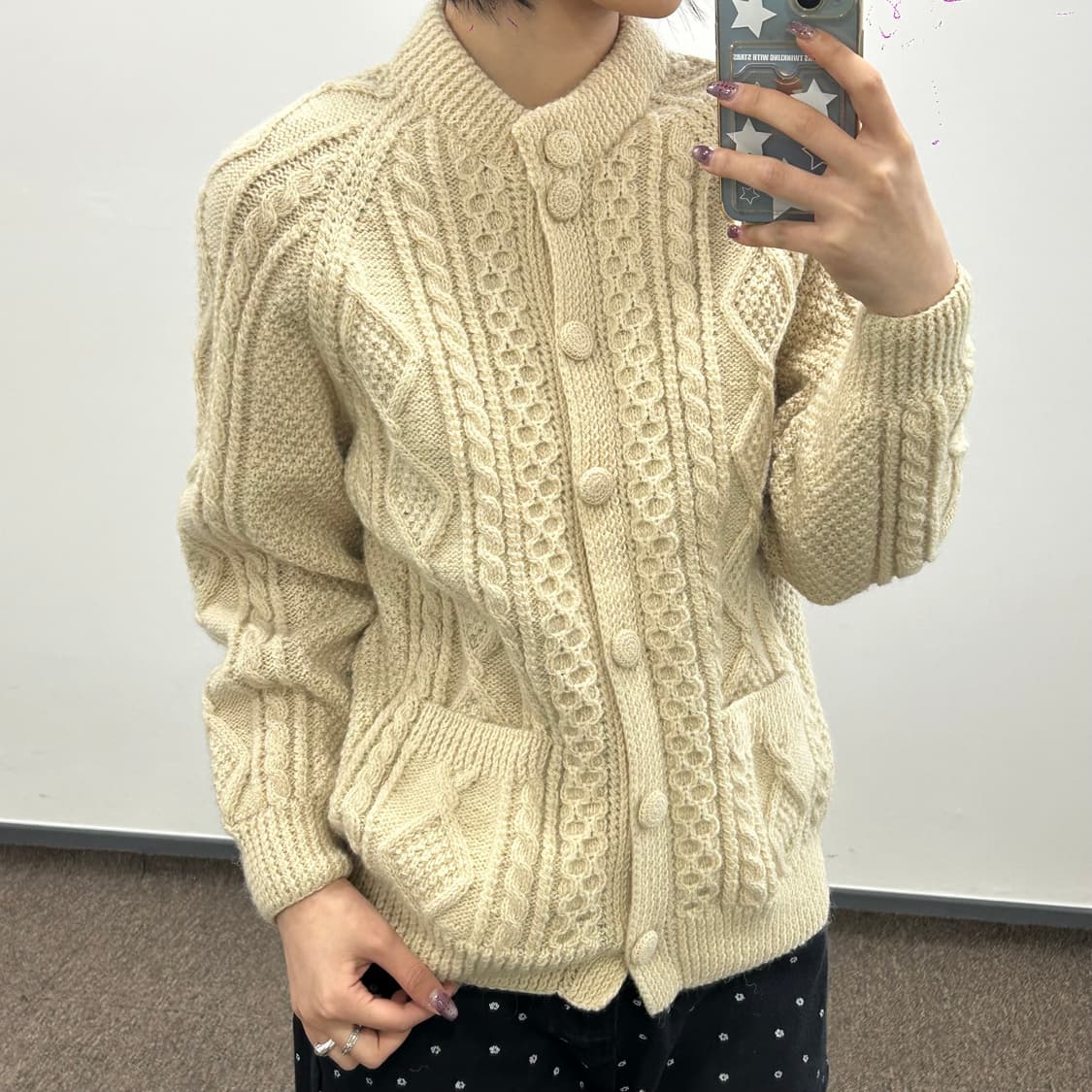 Vintage hand made 90‘s 쉐이커 울 스웨터 가디건 상품이미지2