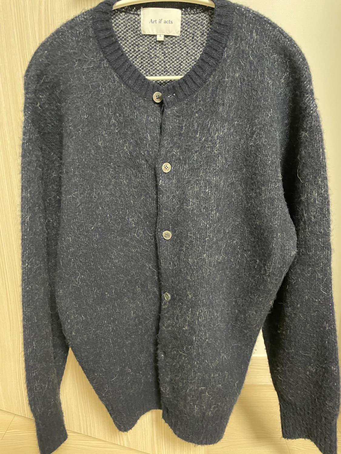 아트이프액츠 알파카 라운드넥 가디건 다크 네이비 상품이미지3