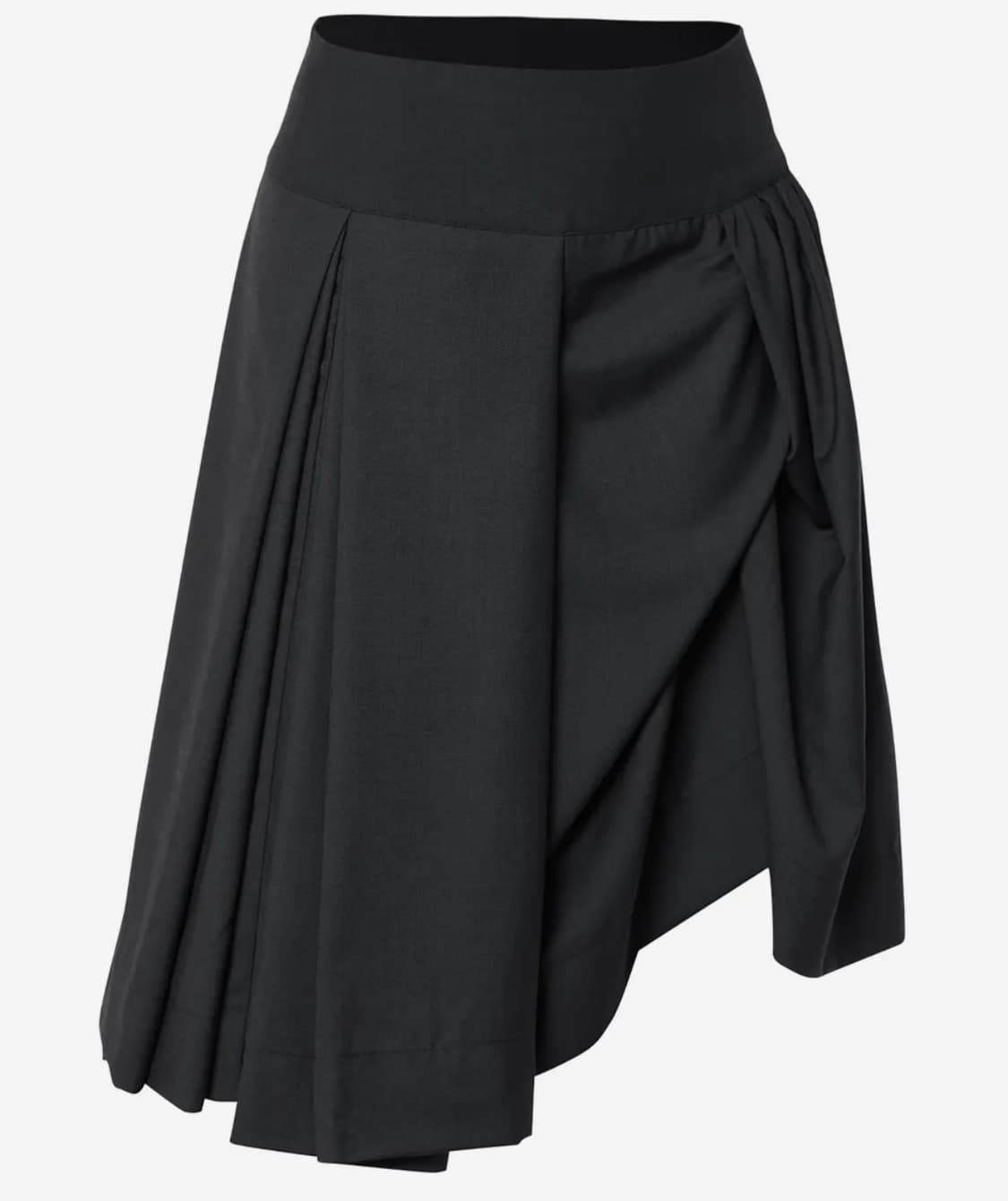 플레어업 Asymmetrical Draped Midi Skirt 블랙 상품이미지2