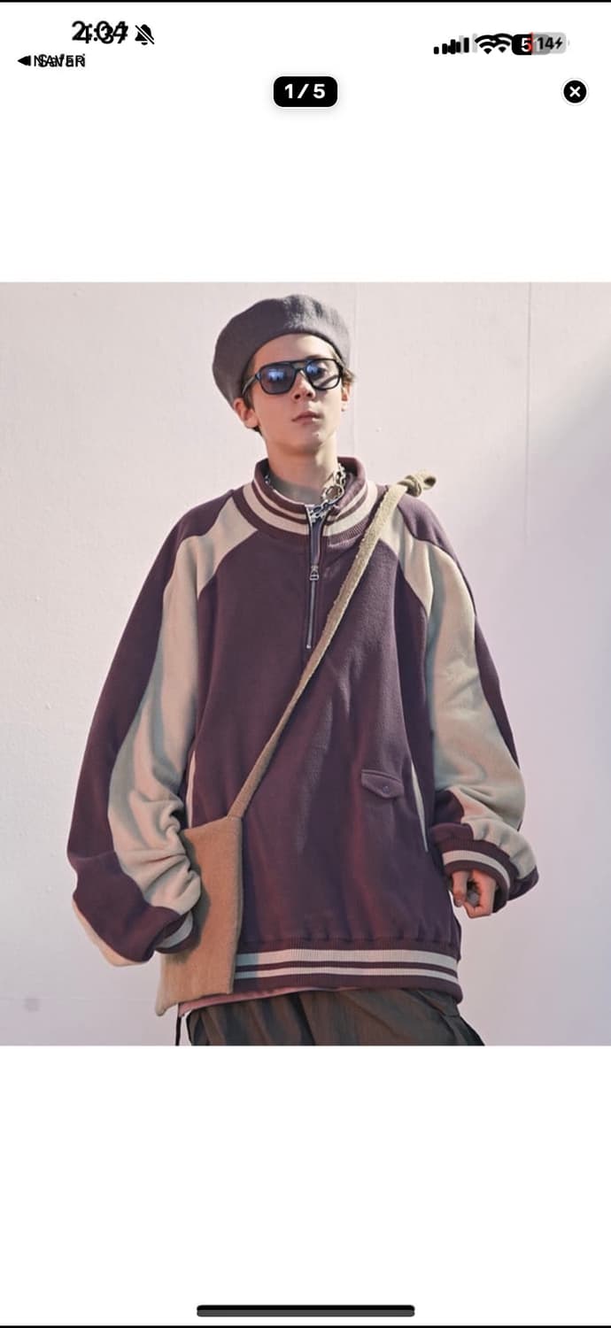 우마미즘 풀오버 플리스 퍼플 L 상품이미지1