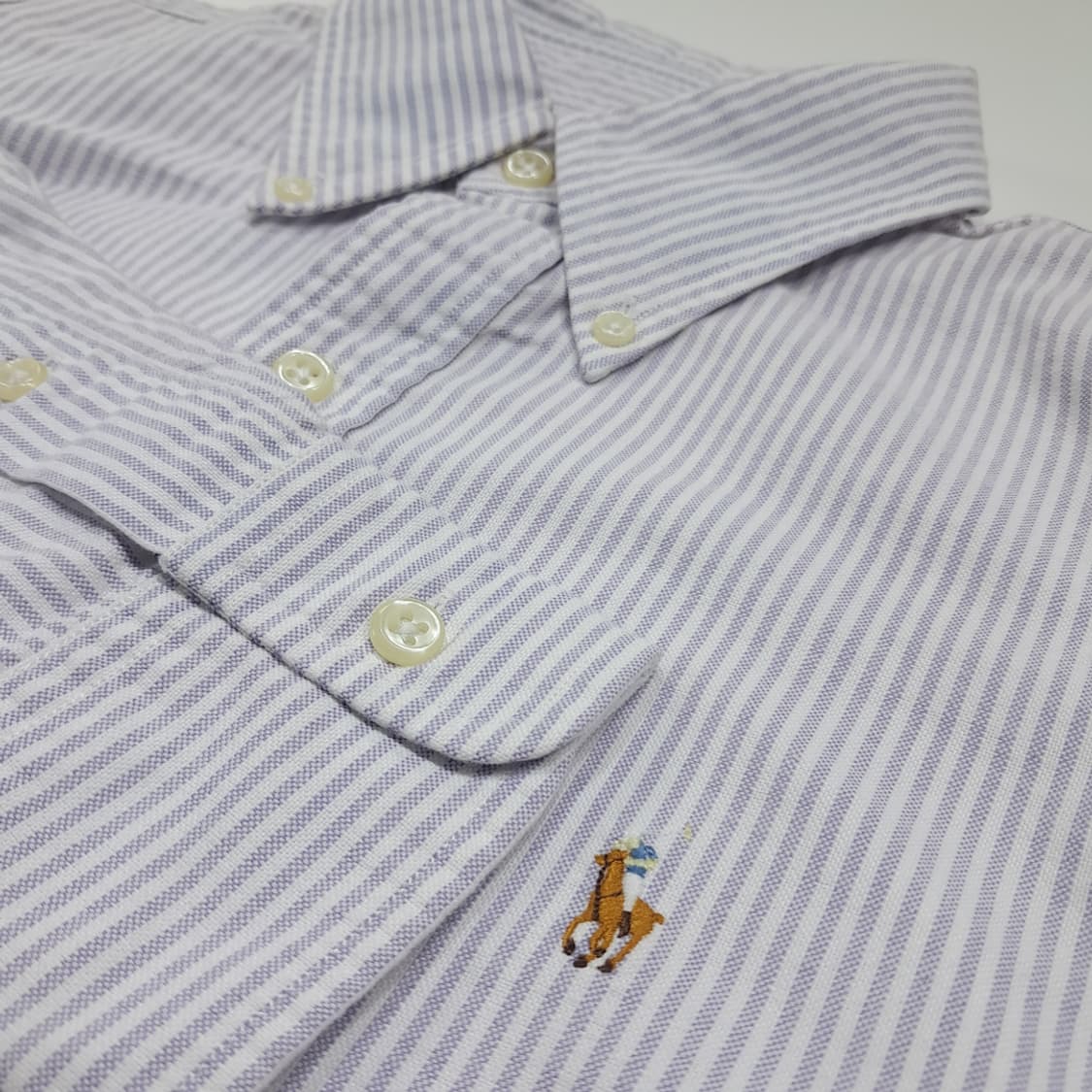 CK135 XL 폴로 90s 홍콩판 라벤더 스트라이프 오버핏 셔츠 남방 상품이미지4
