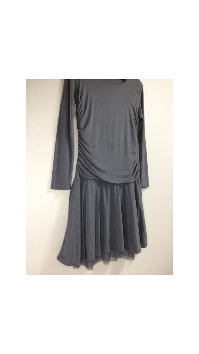 빈티지 그레이 셔링 레이스 레이어드 원피스 상품이미지5
