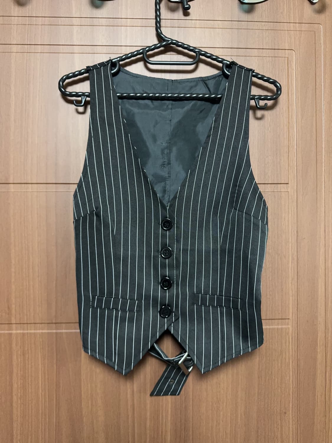 빈티지 블랙 핀터깔 스트라이프 정장 조끼 베스트 상품이미지1