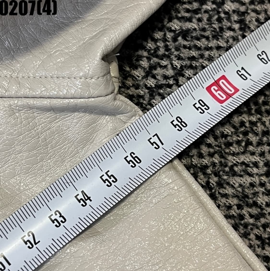 [F] 빈티지 아이보리색 에나멜 레자 가죽 코트 0207(4) 상품이미지5