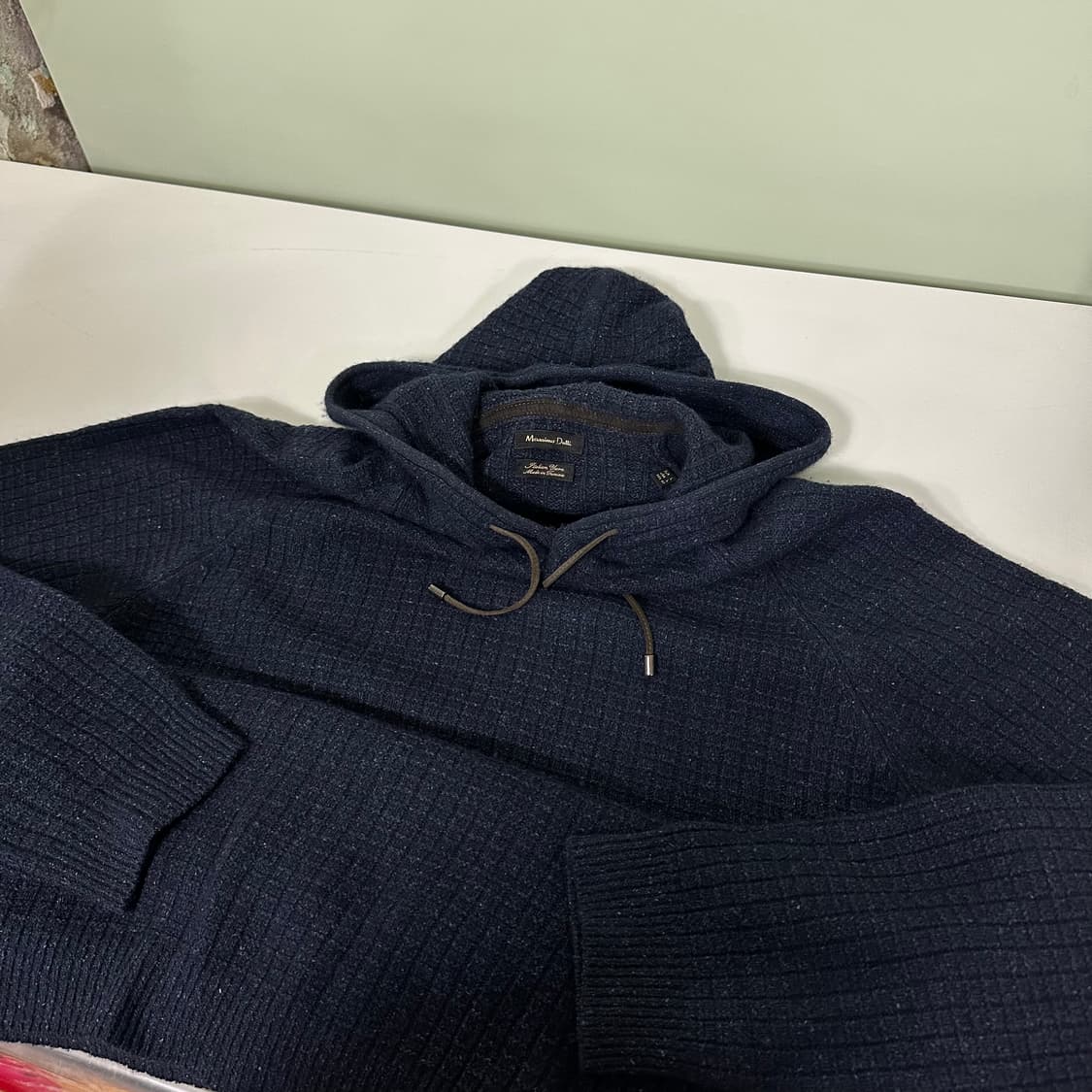 L 마시모두띠 다크네이비 실크혼방 니트후드티 상품이미지1