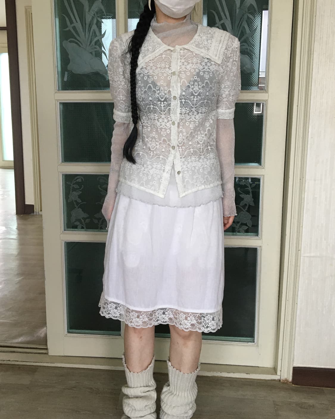 Ornament pattern sailor collar blouse 상품이미지5