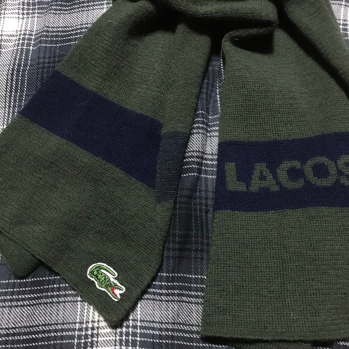 재팬 라코스테 일본판 올리브 카키 앤 네이비 머플러 상품이미지2