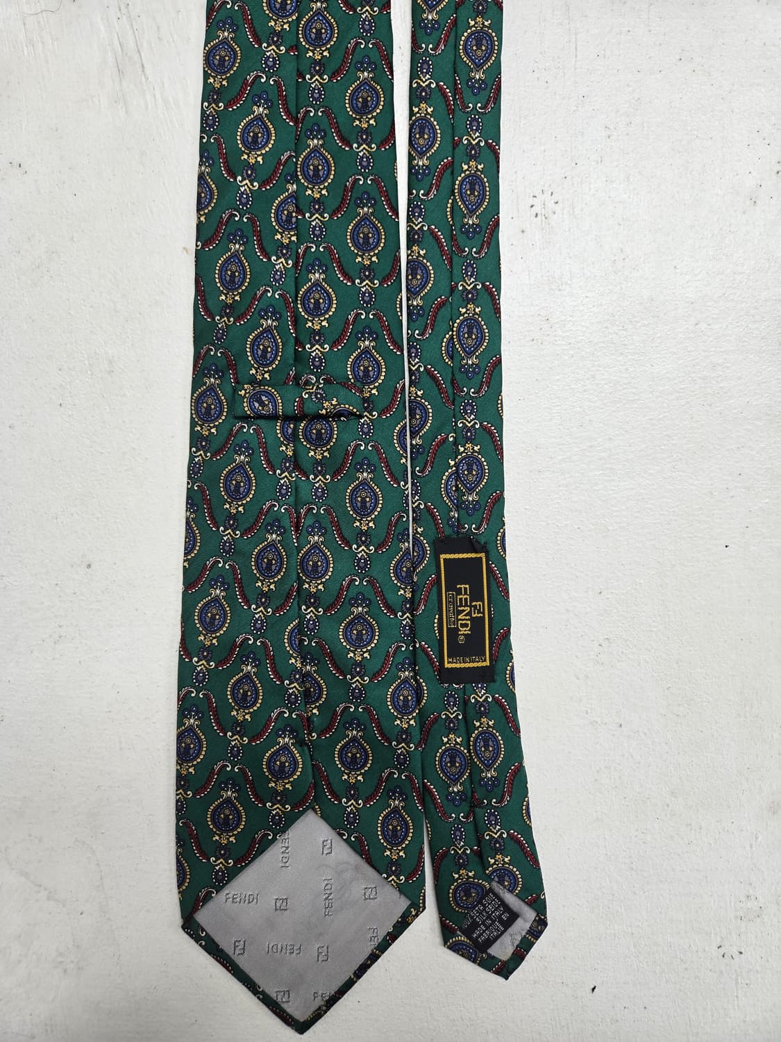 펜디 빈티지 페이즐리 패턴 실크 넥타이 그린 상품이미지2