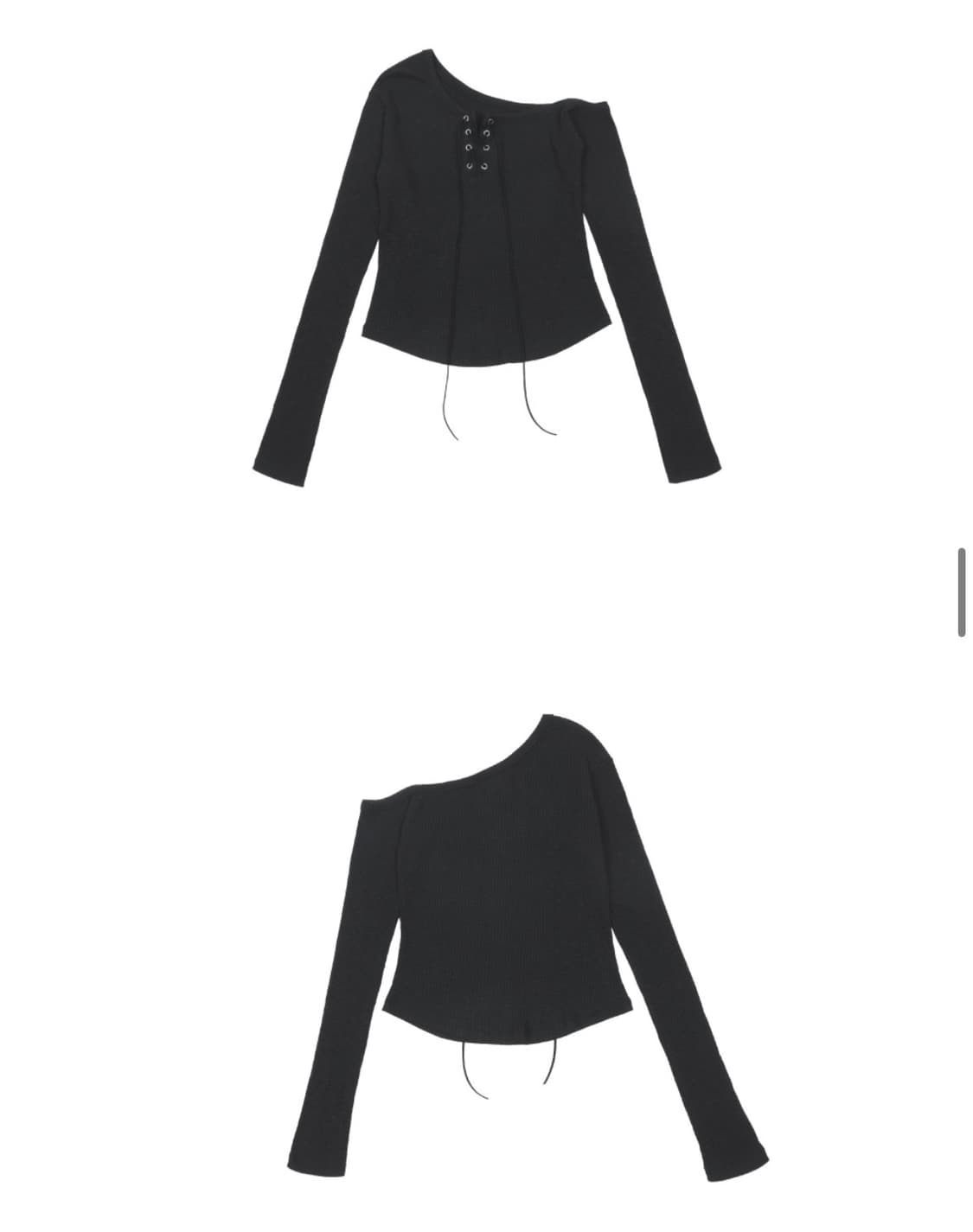 아수라 레이스 업 원숄더 티 블랙 (윈터 착용) 오프숄더티 상품이미지6