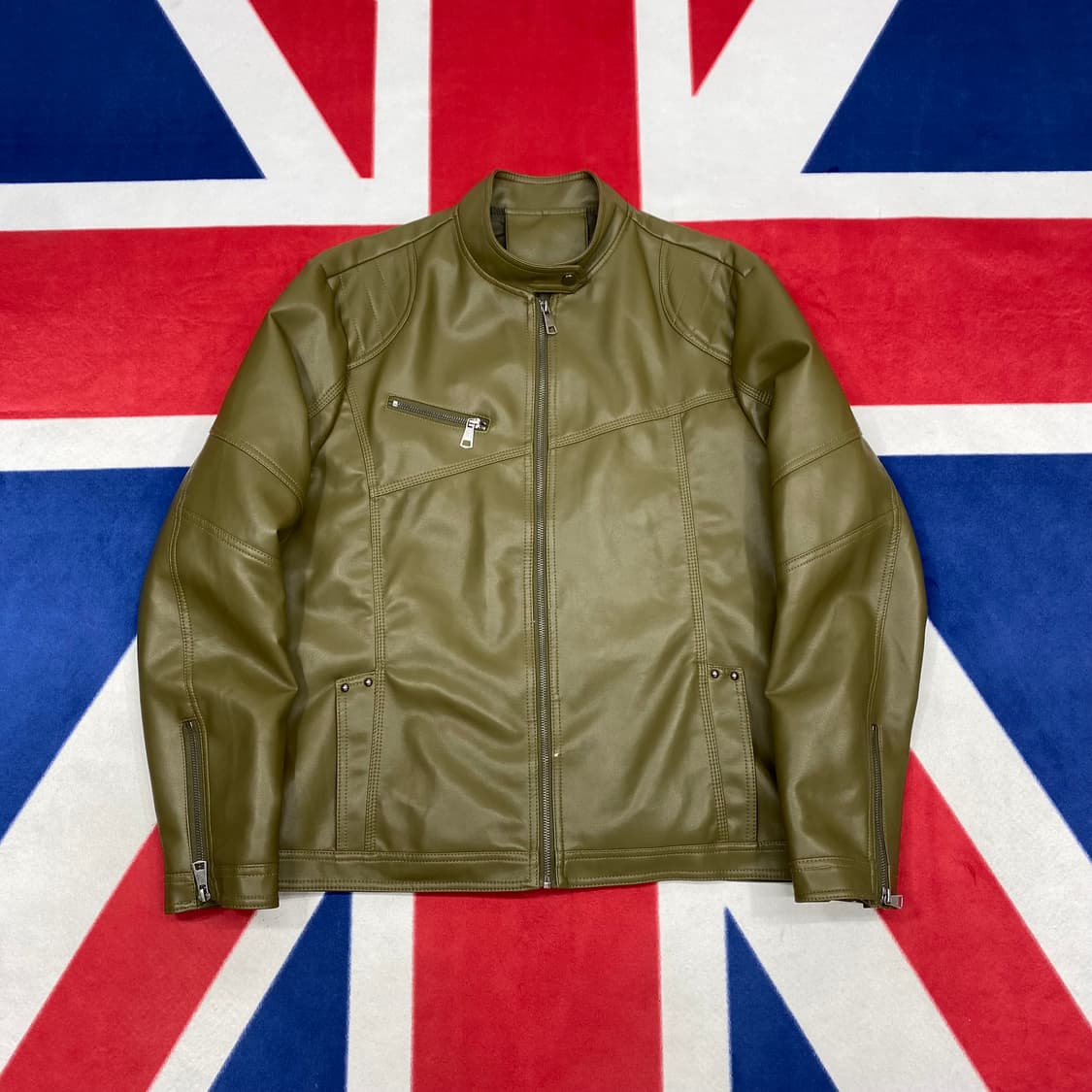 빈티지 레더 바이커자켓 실측 XL  상품이미지1