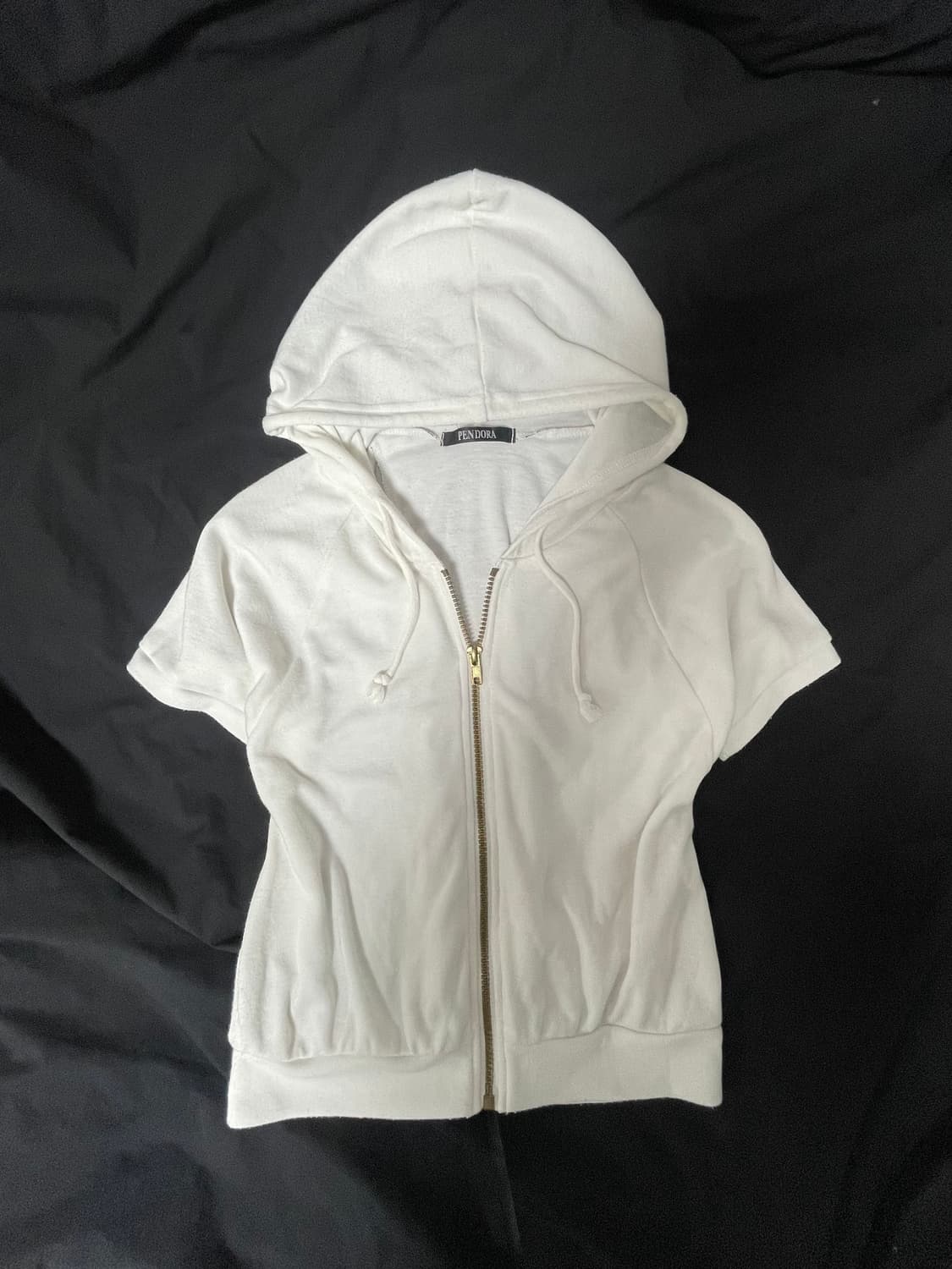 코르셋 레이스 디자인 반팔 후드집업 상품이미지3