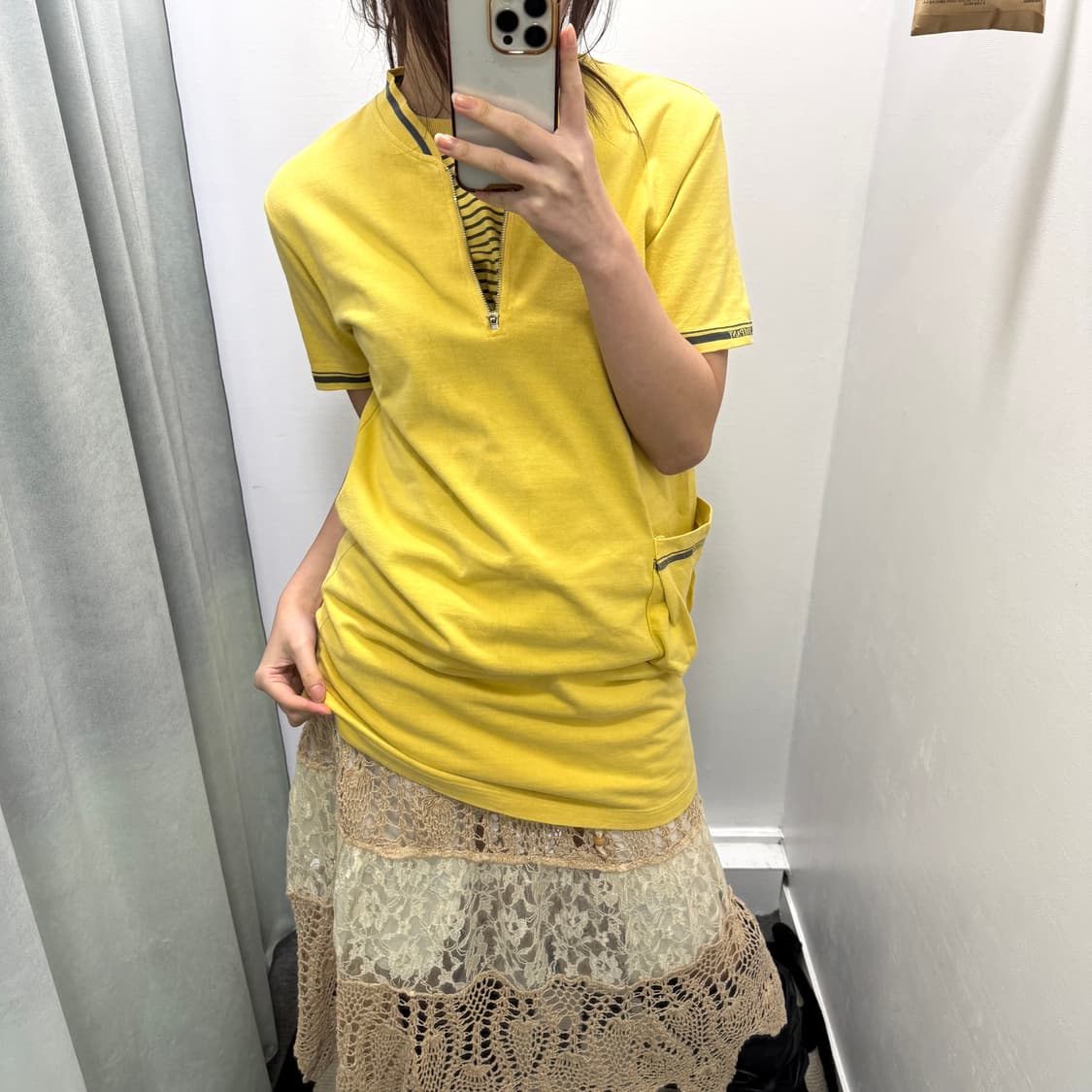 CP company 옐로우 스트라이프 레이어드 반팔티 상품이미지1