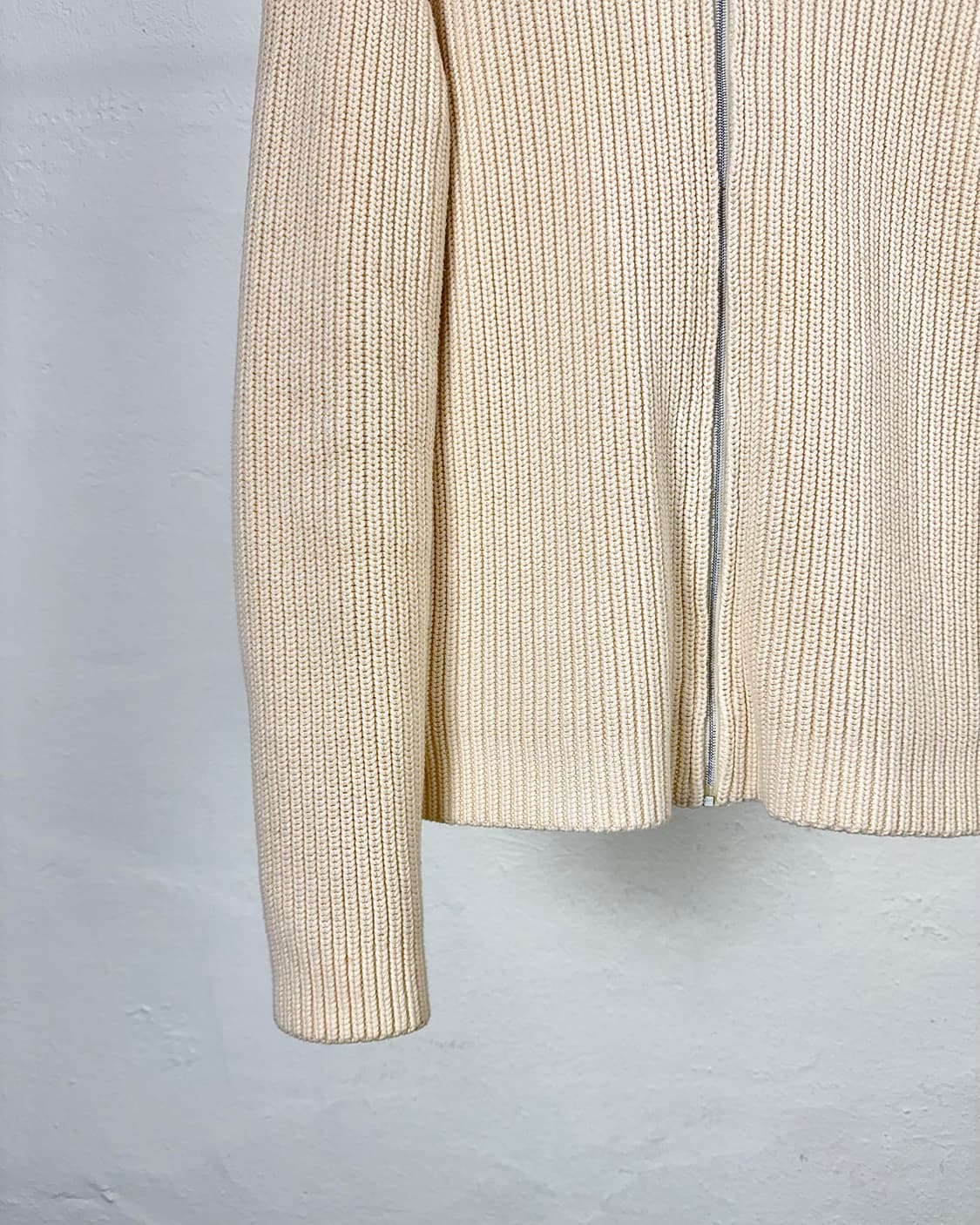 아페쎄 아이보리 청키 하이넥 코튼 집업 니트 상품이미지4