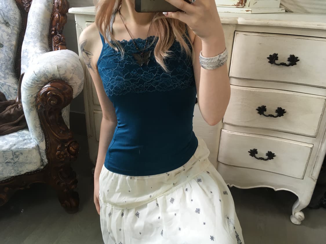 빈티지 청록 레이스 나시 상품이미지6