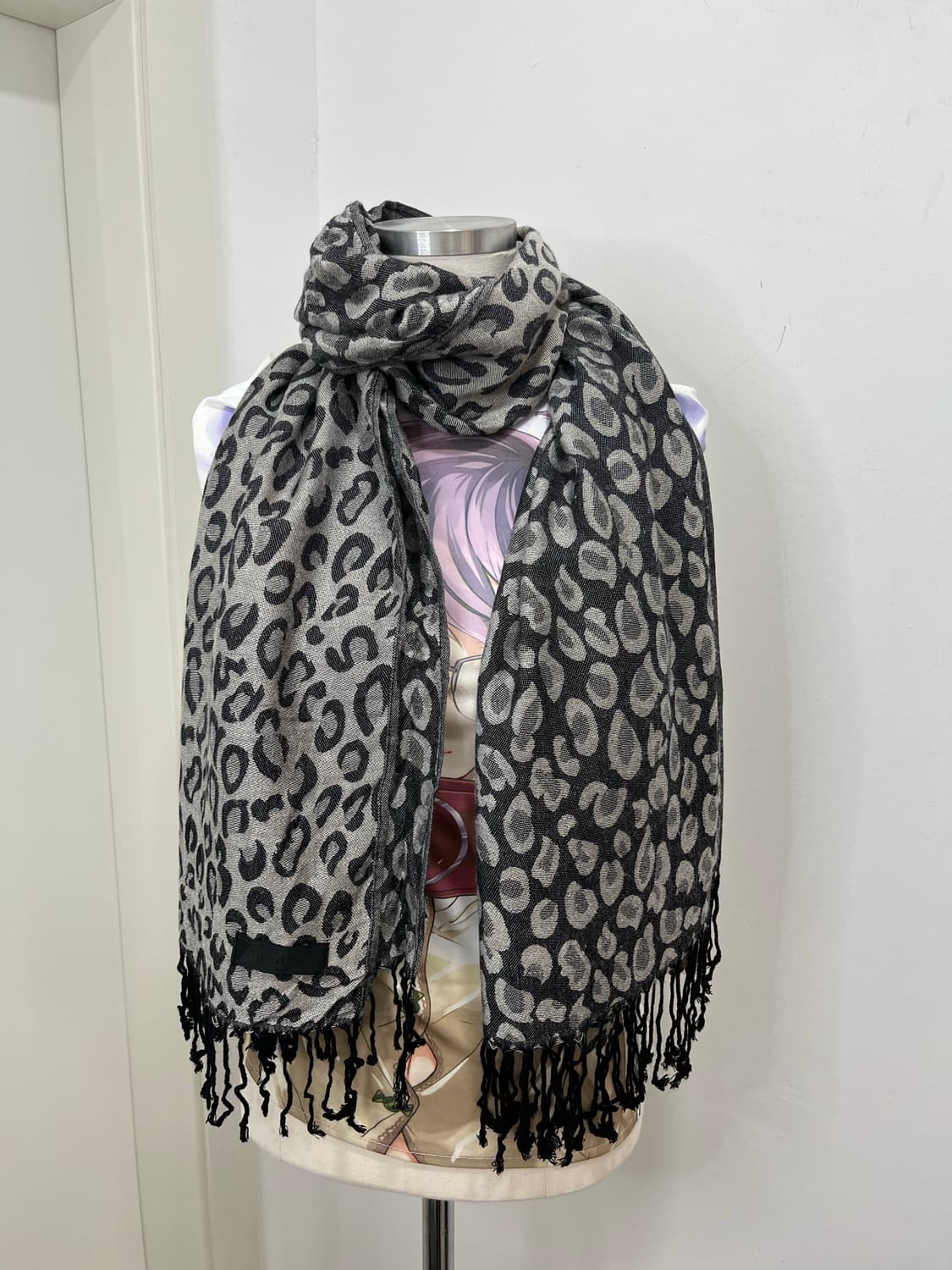 일본 빈티지 갸루 레오파드 호피 테슬 머플러 상품이미지2