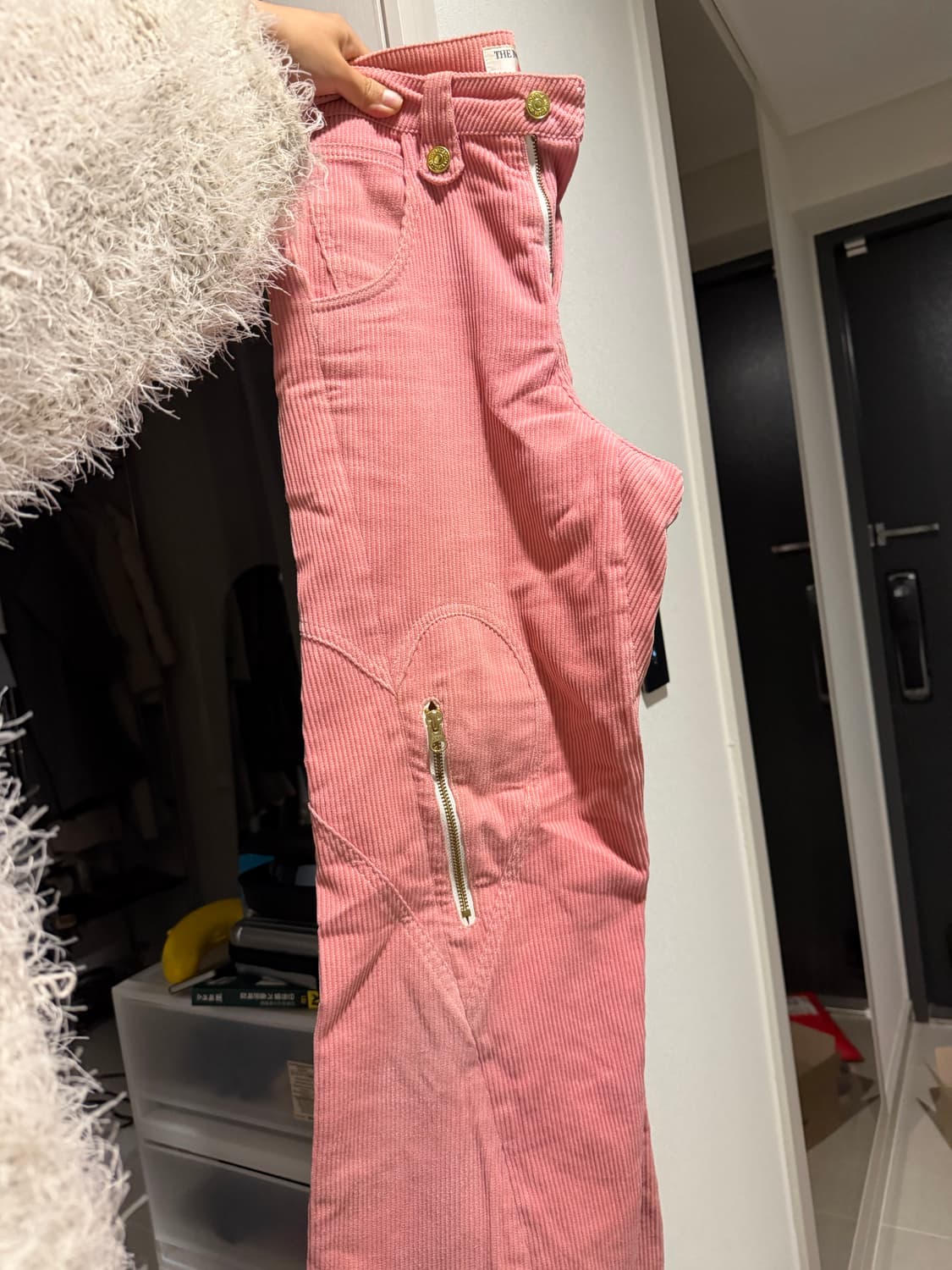 더뮤지엄비지터 코듀로이 골덴 하트 핑크 바지 상품이미지1