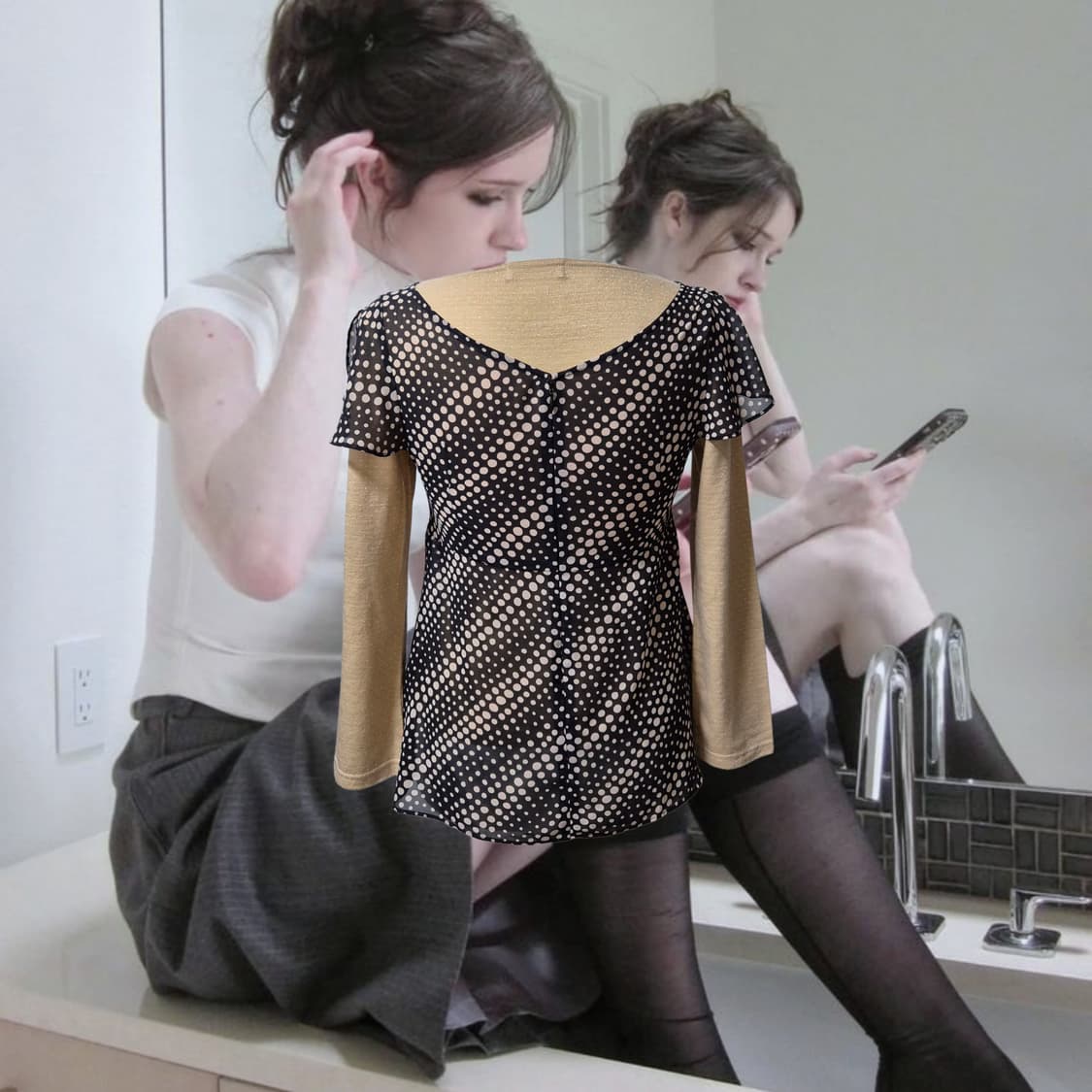 Vintage 02 Dot layered knit top 상품이미지2