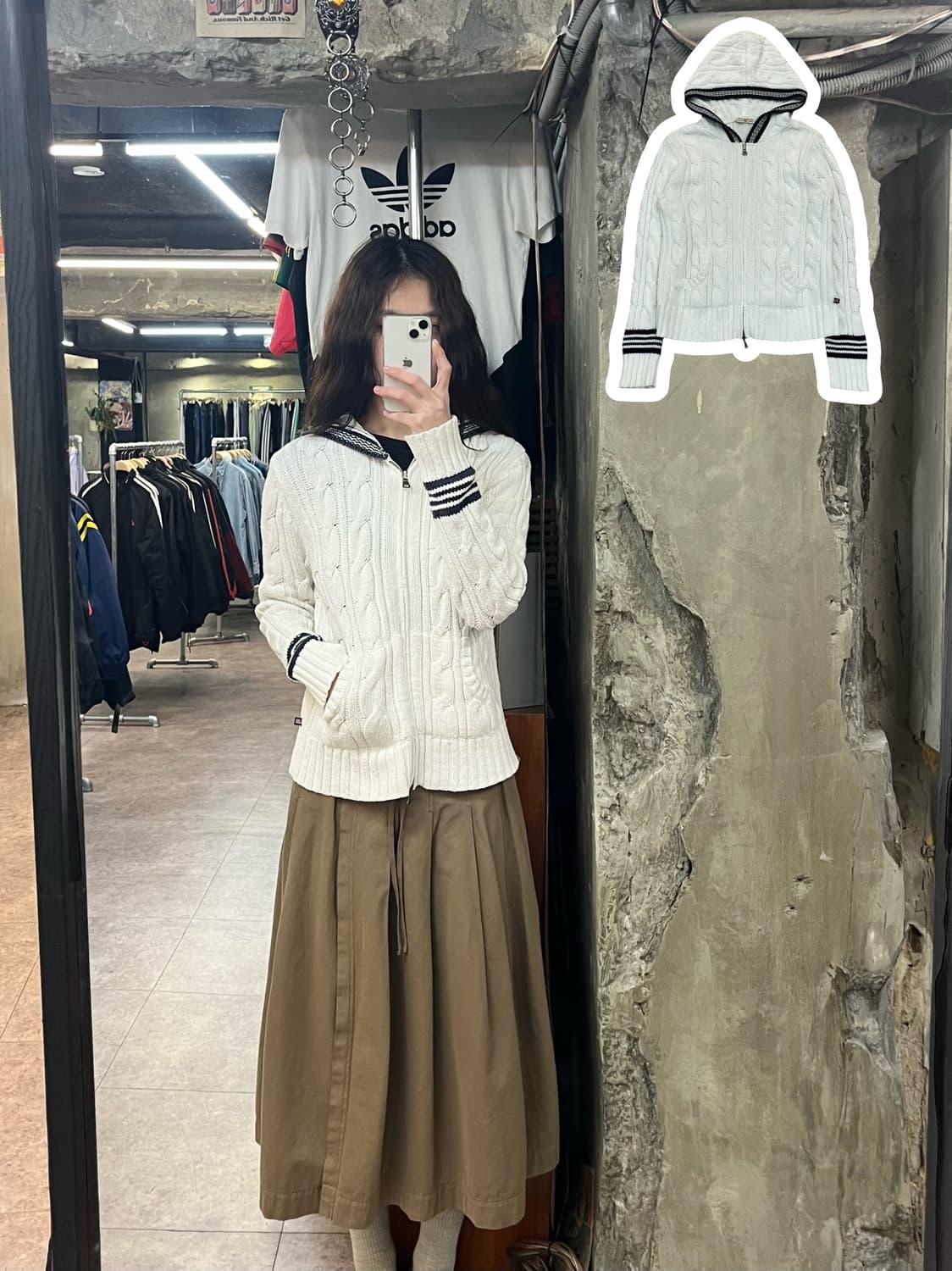 폴로 진스 니트 투웨이 후드집업 화이트 M #csz2543 상품이미지1