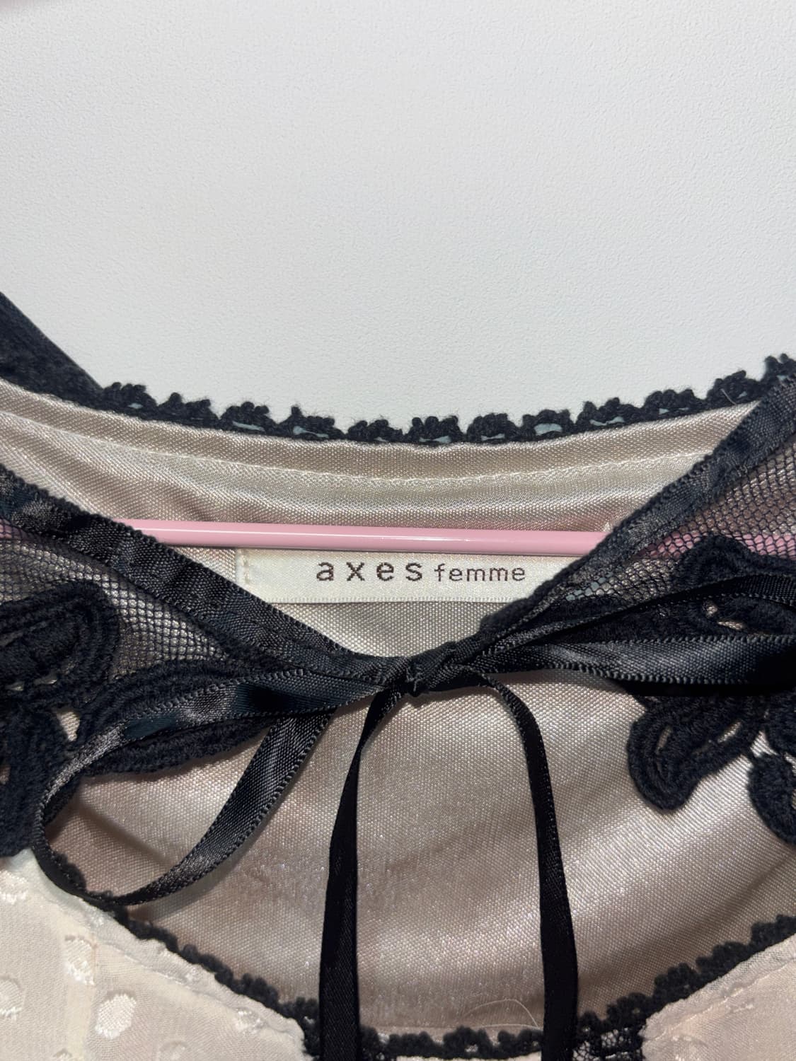 [axes femme] 엑시즈팜 도트 시어 레이스 카라 원피스 상품이미지2
