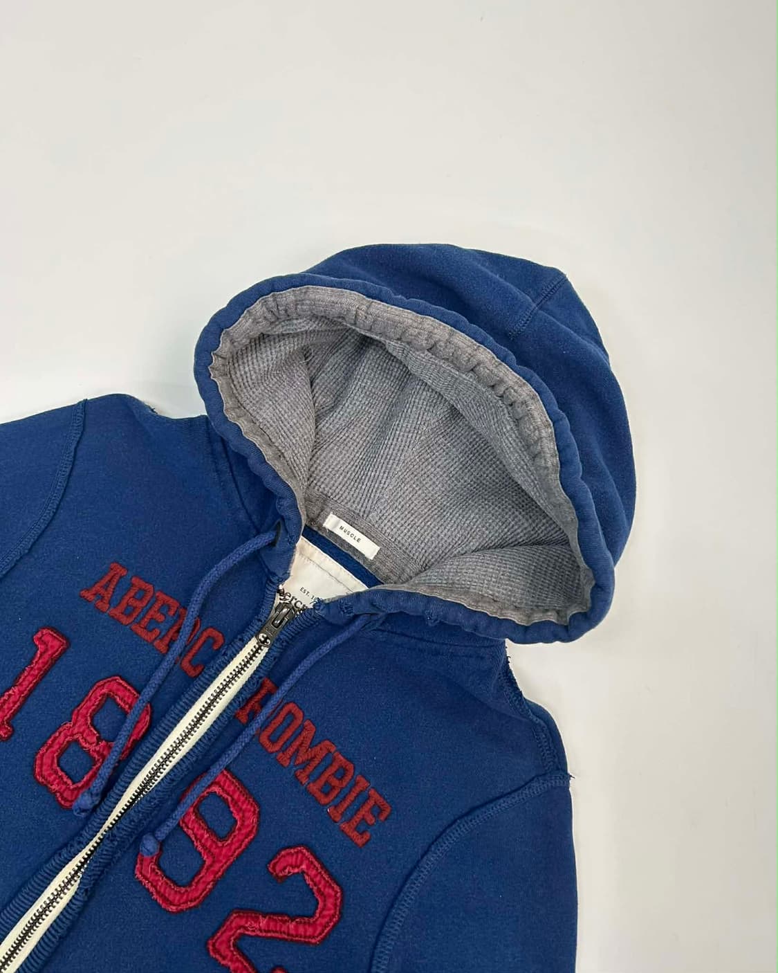 [L] 아베크롬비 y2k 올드스쿨 1892 버건디 블루 후드집업 상품이미지3