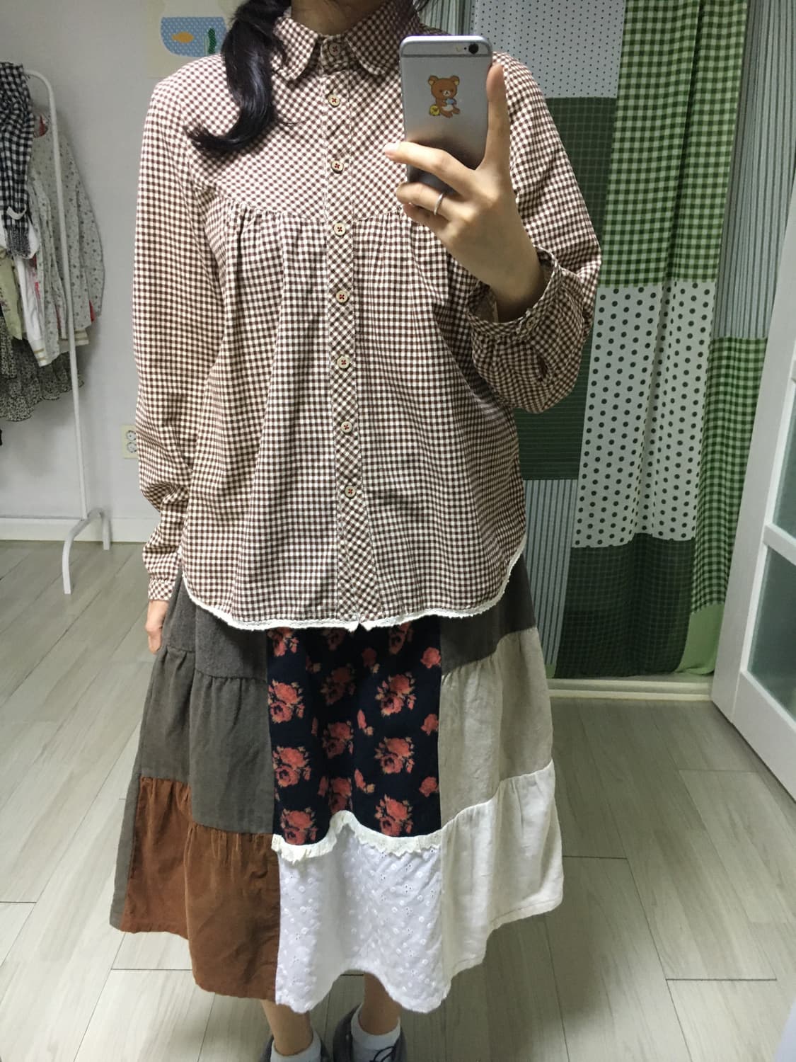 브라운 체크 코튼 셔츠 상품이미지9