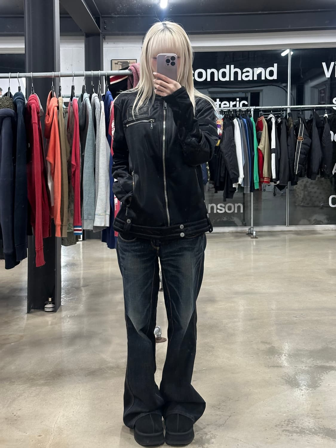 벤슨 스컬자수 넥버클 레이싱 자켓 상품이미지2