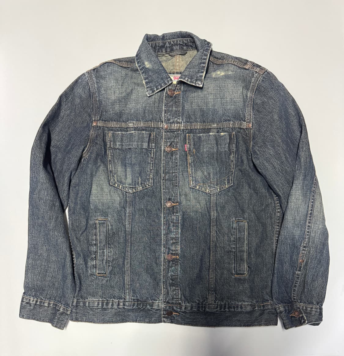 희귀!! 리바이스 90s 빈티지 워싱 투 포켓 데님 자켓 L 상품이미지1