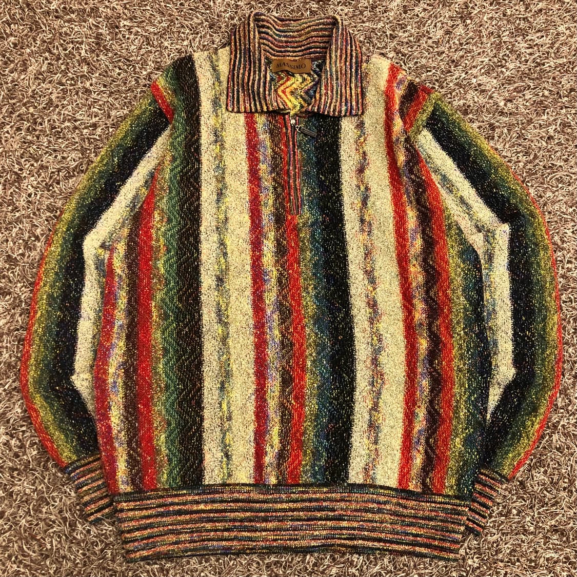 MASSIMO 울 멀티컬러 하프집업 니트 스웨터 상품이미지1