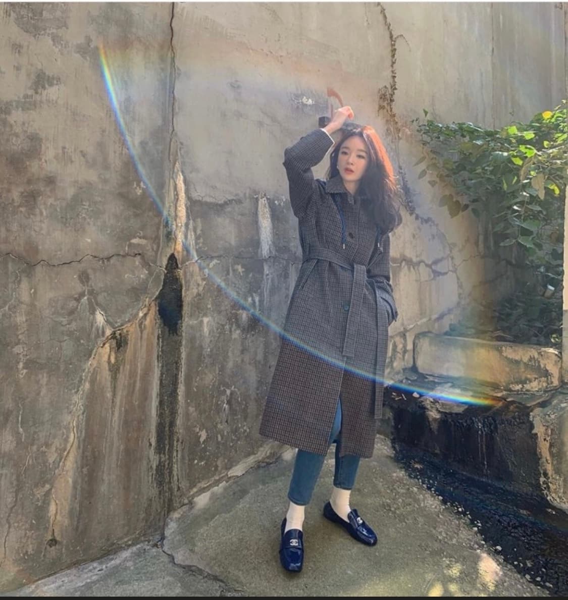 프론트로우 푸시버튼 콜라보 체크 후디 포인트 싱글버튼 롱코트 S 상품이미지2