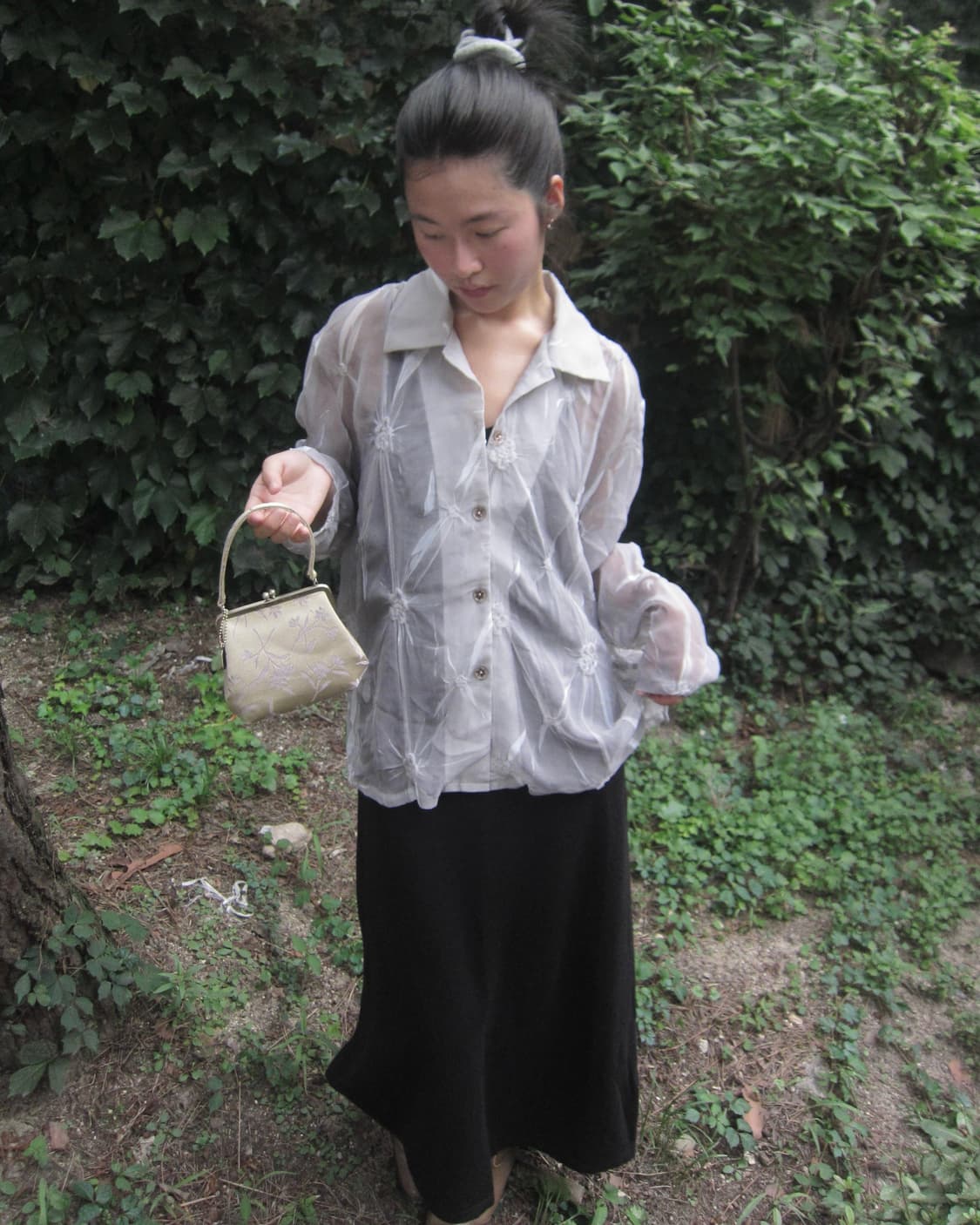vintage flower see-through shirt 상품이미지8