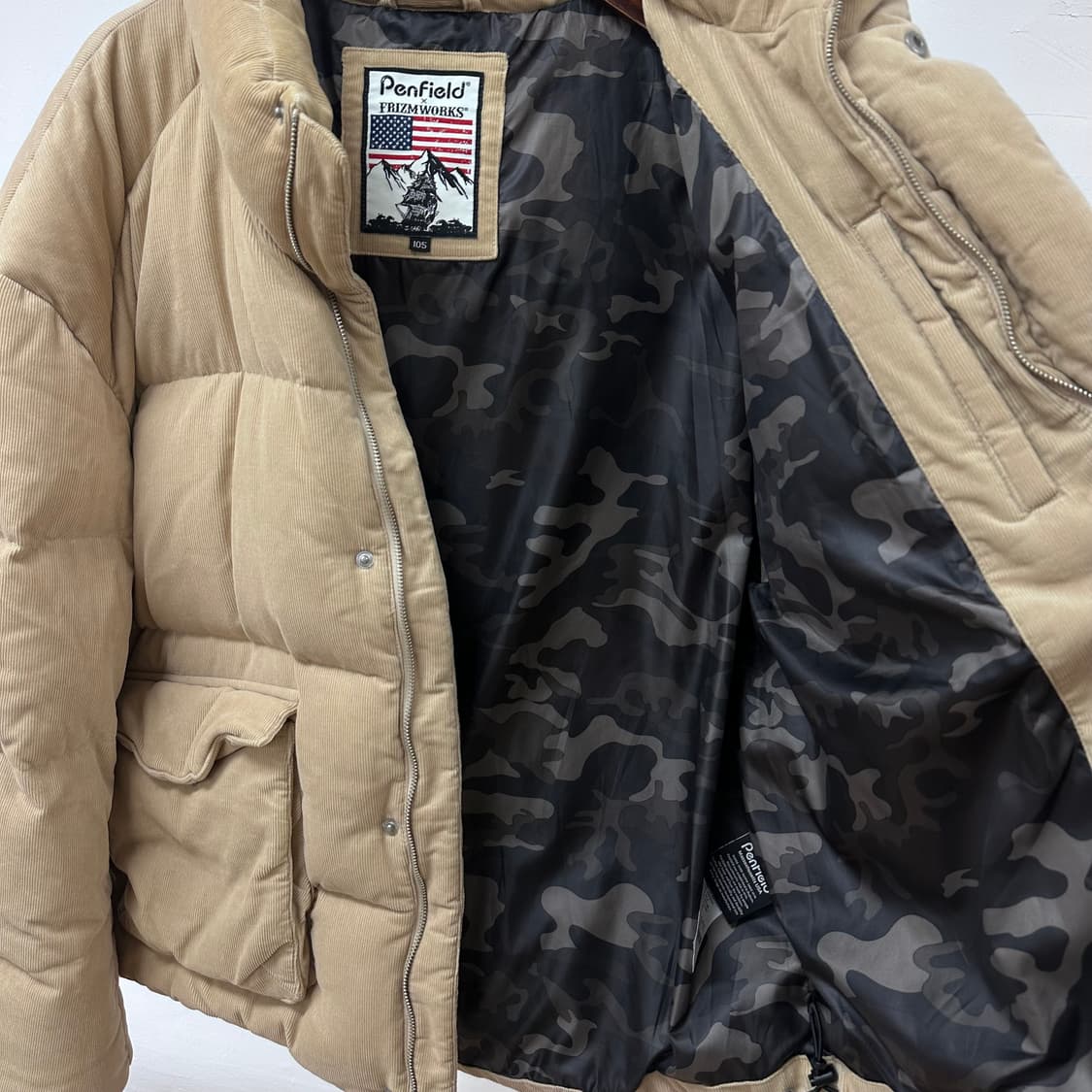 펜필드 X 프리즘웍스 코듀로이 숏패딩 다운점퍼 XL J27 상품이미지9