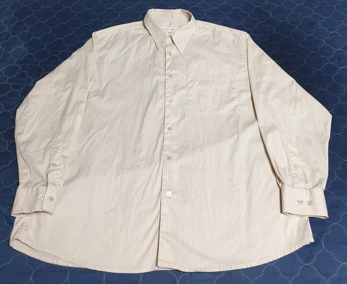 (단종매물)토마스모어 오버핏 스트라이프 코튼 나일론 셔츠 베이지 (S) 상품이미지1