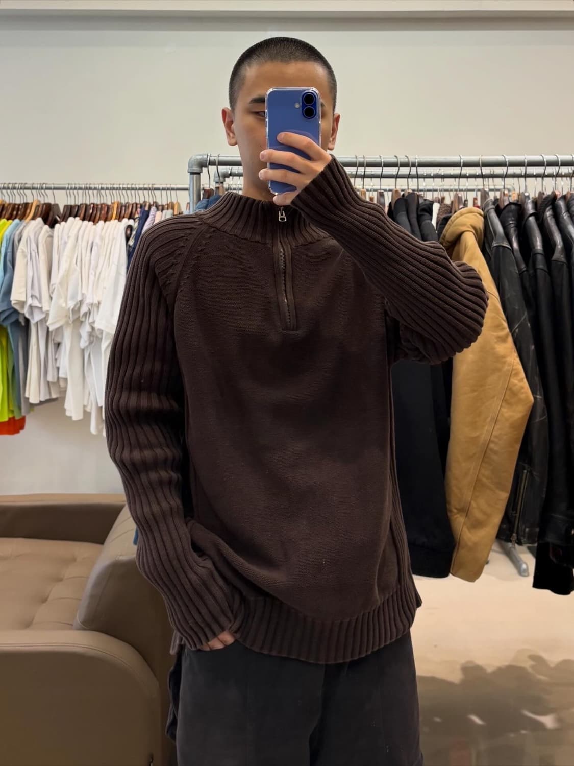 리바이스 골지 니트 반집업 상품이미지4