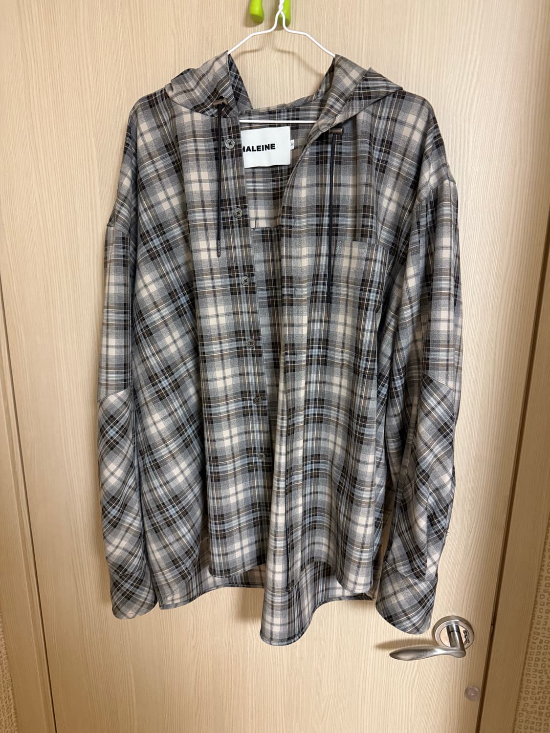 알렌느 후디드 체크 셔츠 2사이즈 상품이미지2