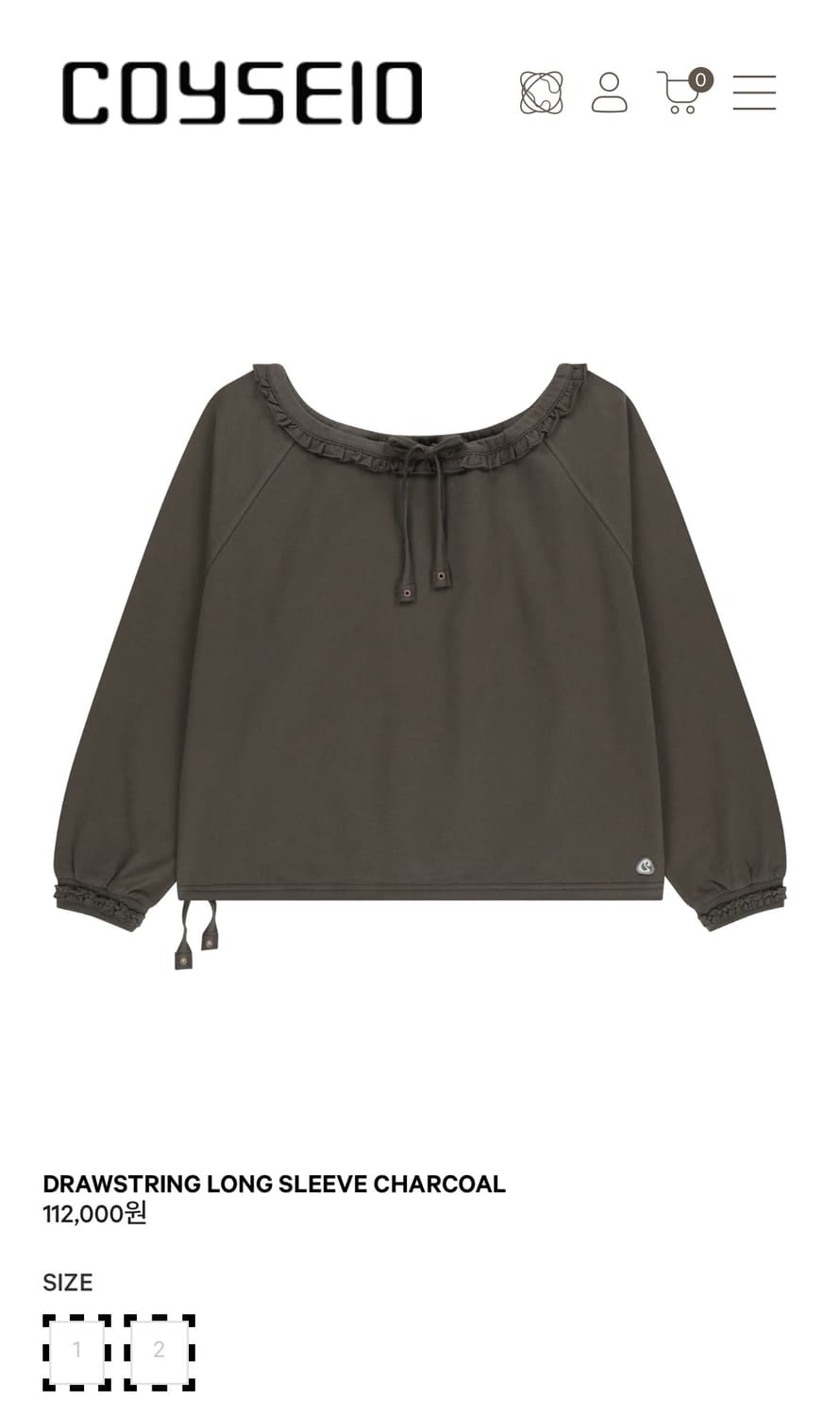 코이세이오 드로우 스트링 롱슬리브 long sleeve 차콜 1size 상품이미지1