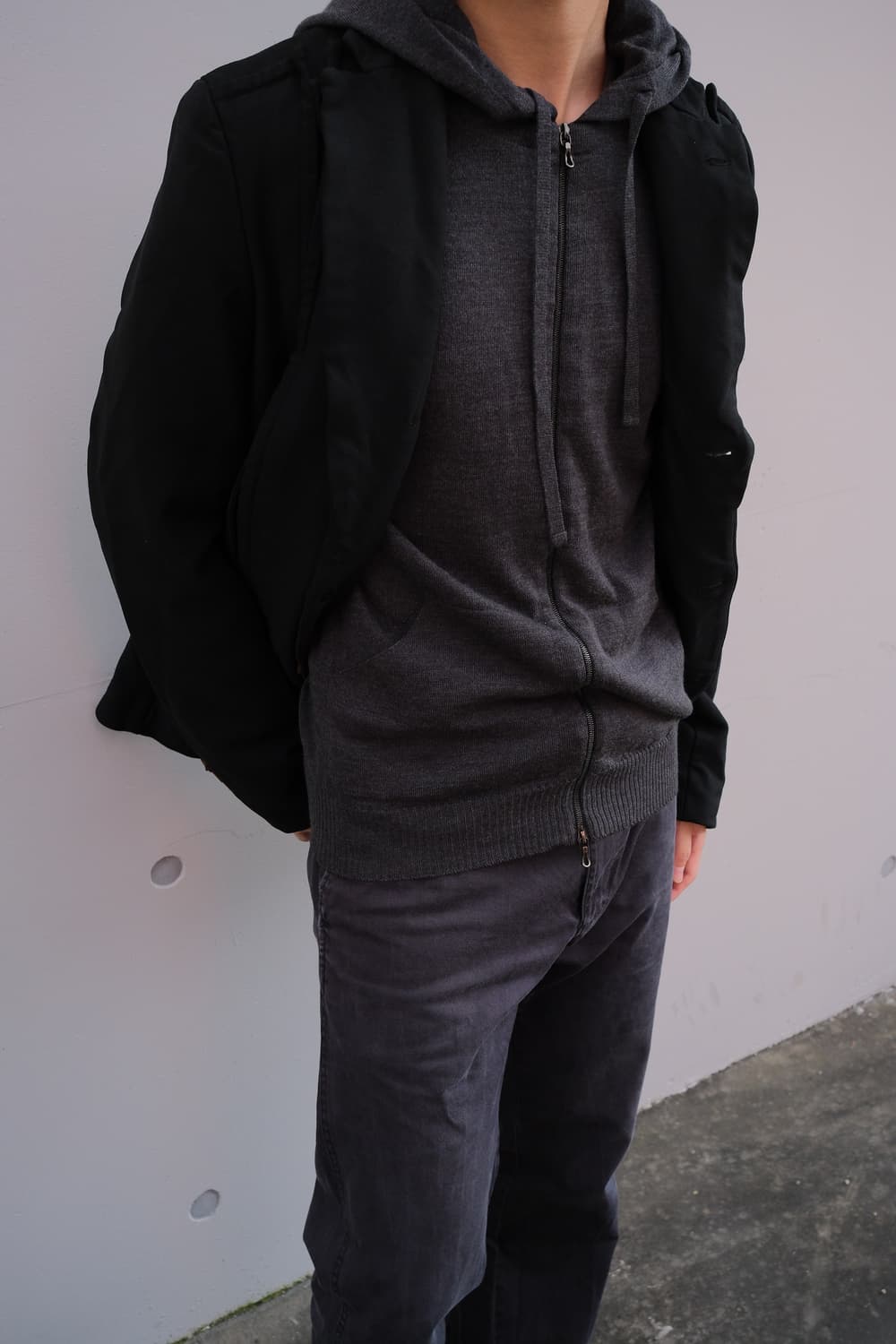 Double lapel shrunken poly tailored jack 상품이미지10
