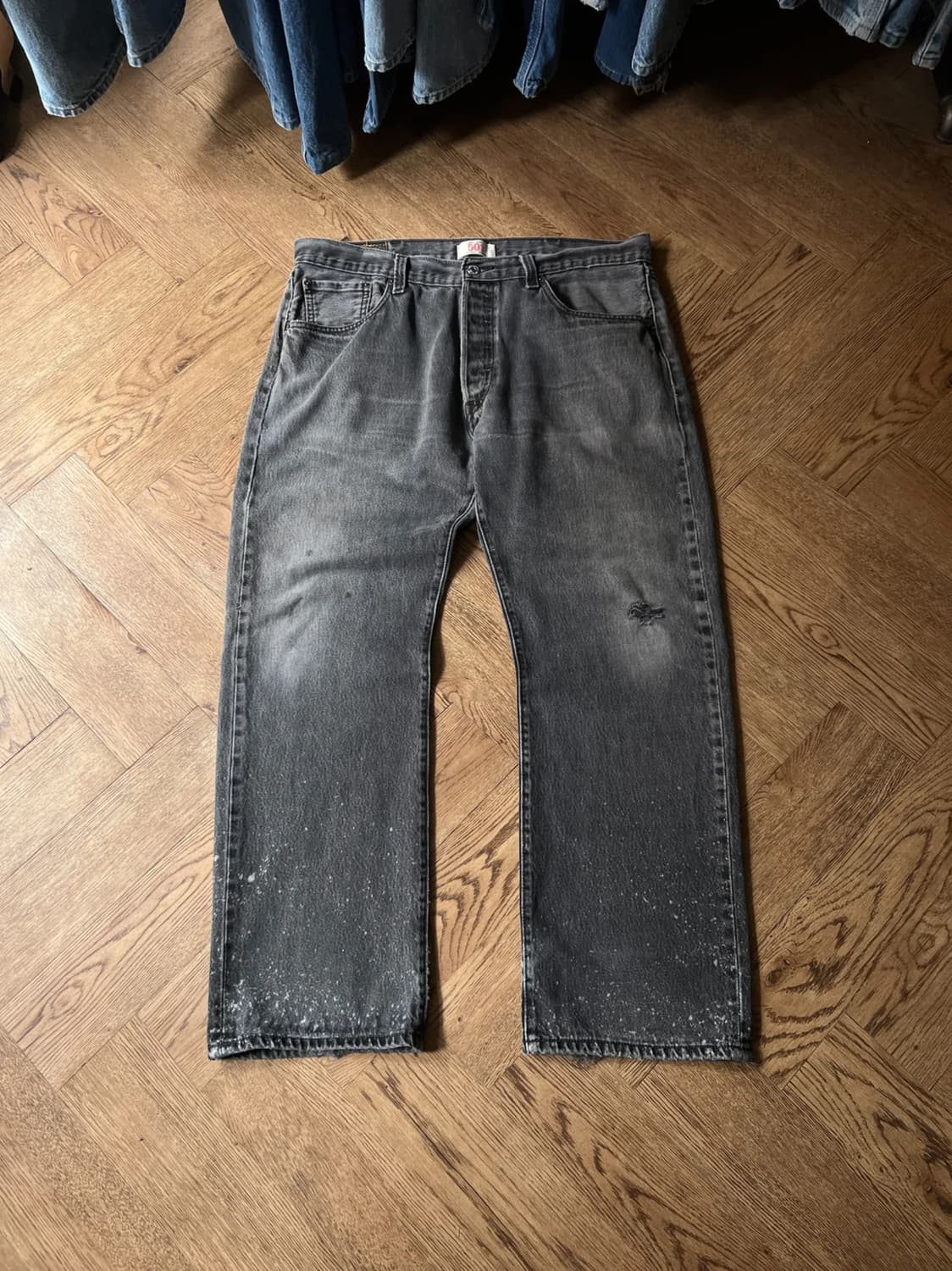 [38]00's 리바이스 501 블랭크탭 빈티지 페이딩 흑청 데님 팬츠 상품이미지1