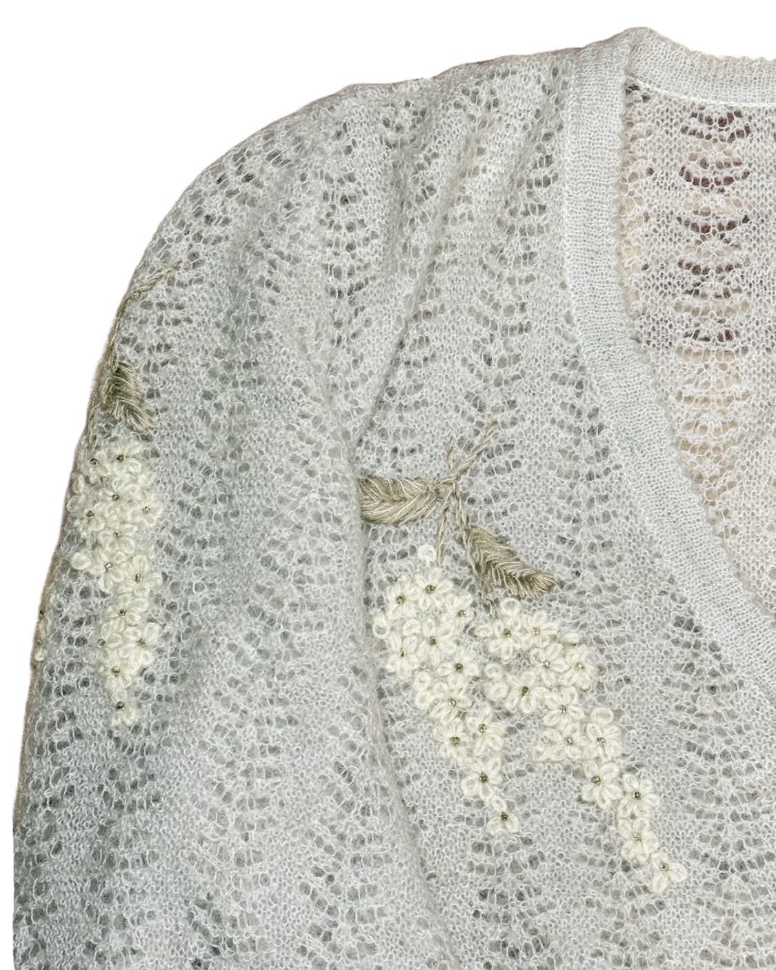 레이스 연그레이 아카시아 플라워 자수가디건 상품이미지1