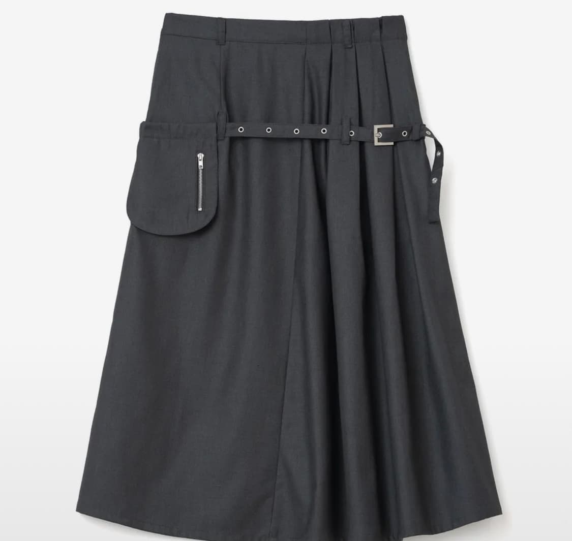 밀로 우먼 벨트 포켓 미디 스커트 차콜 상품이미지2