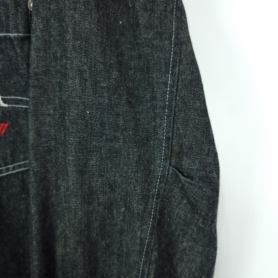 [푸부] 로고 자수 포켓 오버사이즈 올드스쿨 흑청 데님 셔츠 M19925 상품이미지10