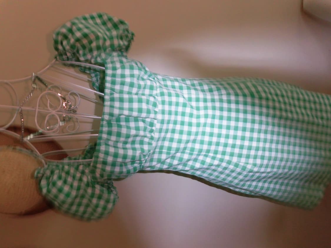 H&M 체크 그린 퍼프 미니 원피스 상품이미지6