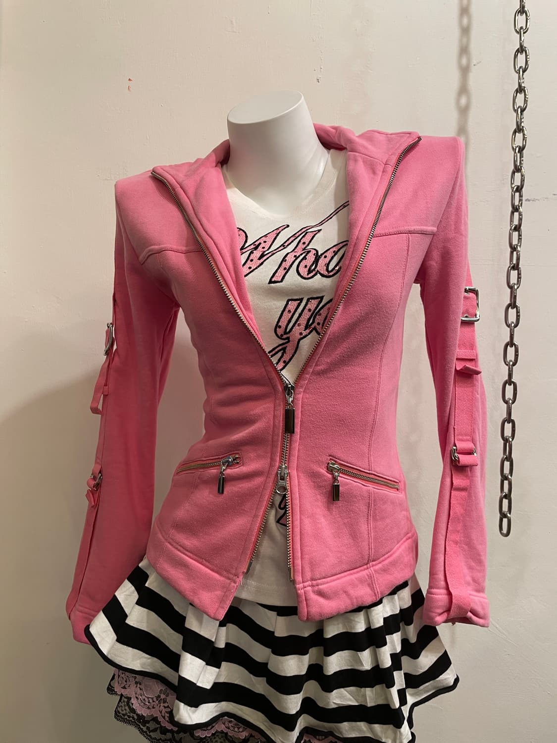 pinky & dianne 핑키앤다이안 버클 투웨이 핑크 자켓 상품이미지1